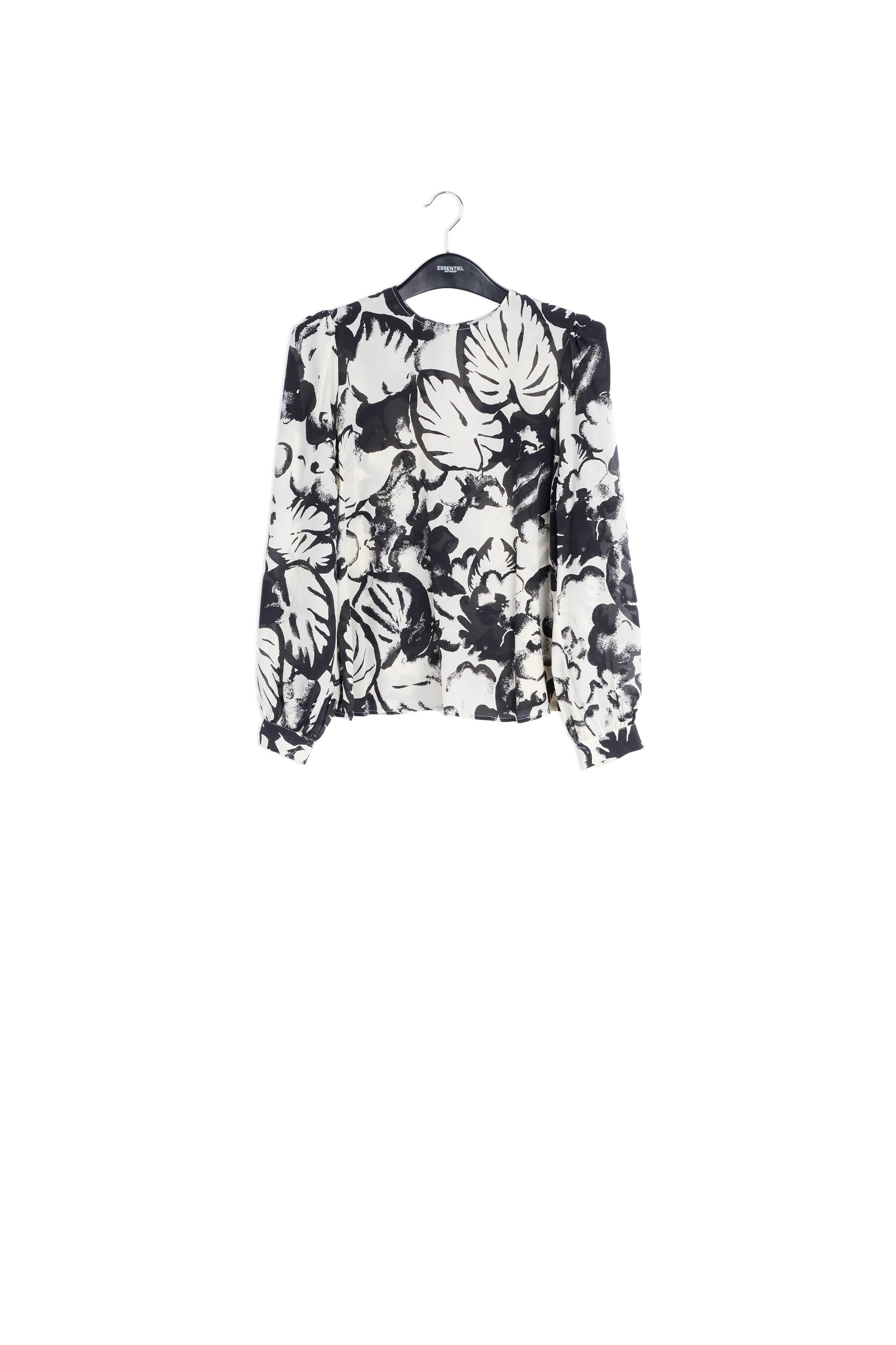 Blouse en soie blanc cassé à imprimé botanique RE—SSENTIEL | Essentiel second hand