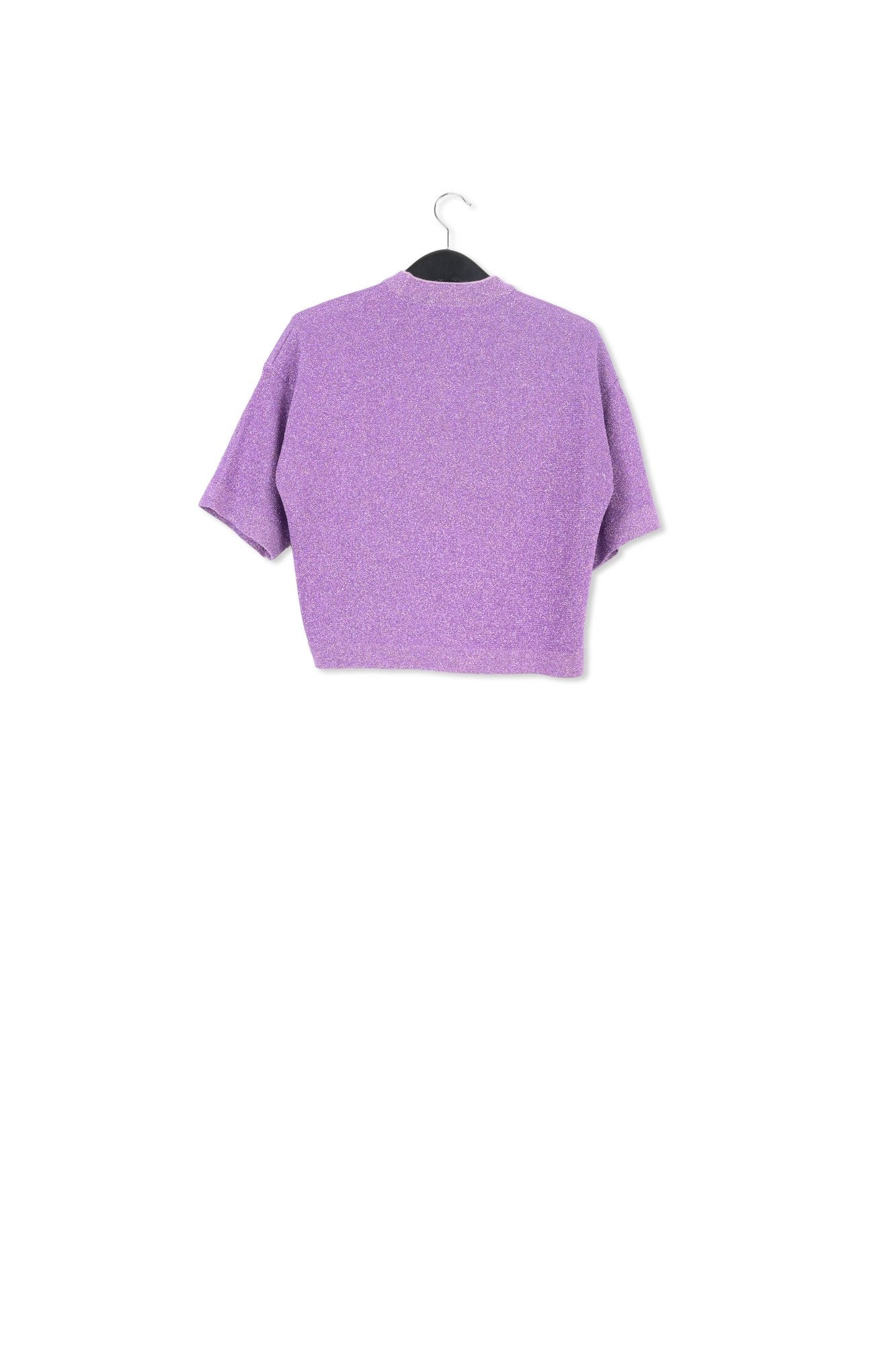 Purple lurex short-sleeved sweater RE—SSENTIEL | Essentiel second hand
