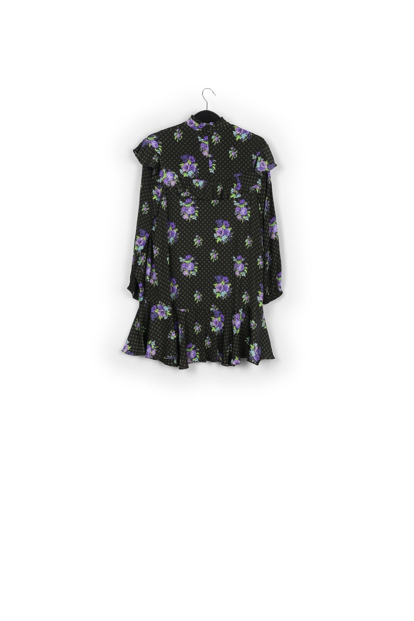 Black and purple ruffled a-line dress RE—SSENTIEL | Essentiel second hand