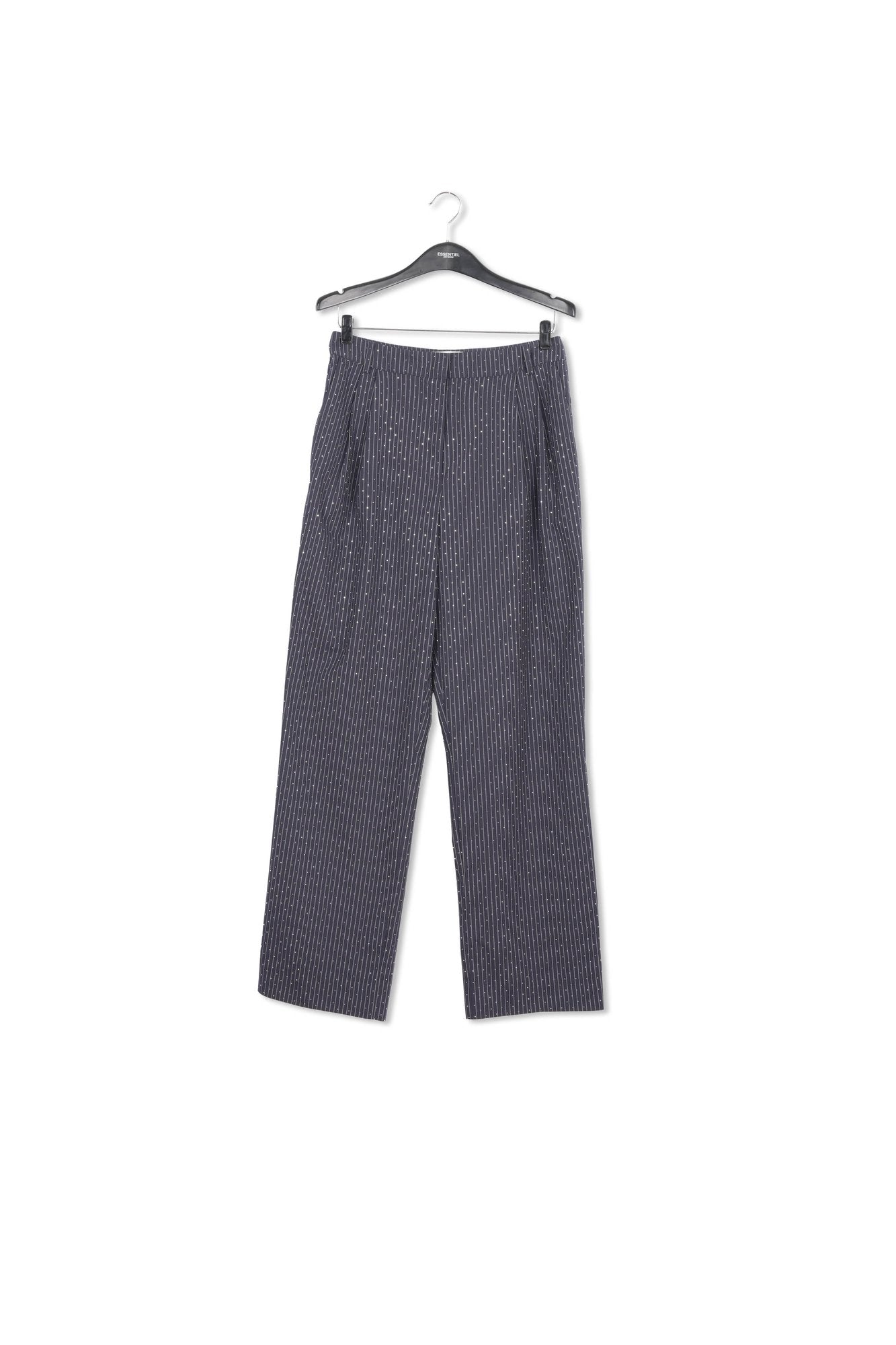 Navy blue pinstriped pants with rhinestone embellishments RE—SSENTIEL | Essentiel second hand
