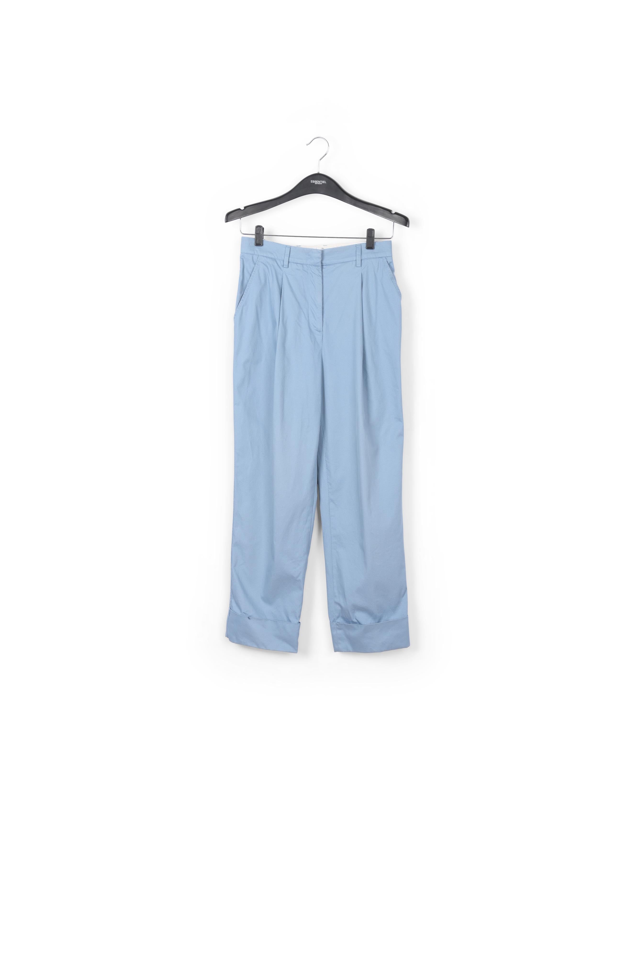 Light blue cotton-blend straight-leg pants RE—SSENTIEL | Essentiel second hand
