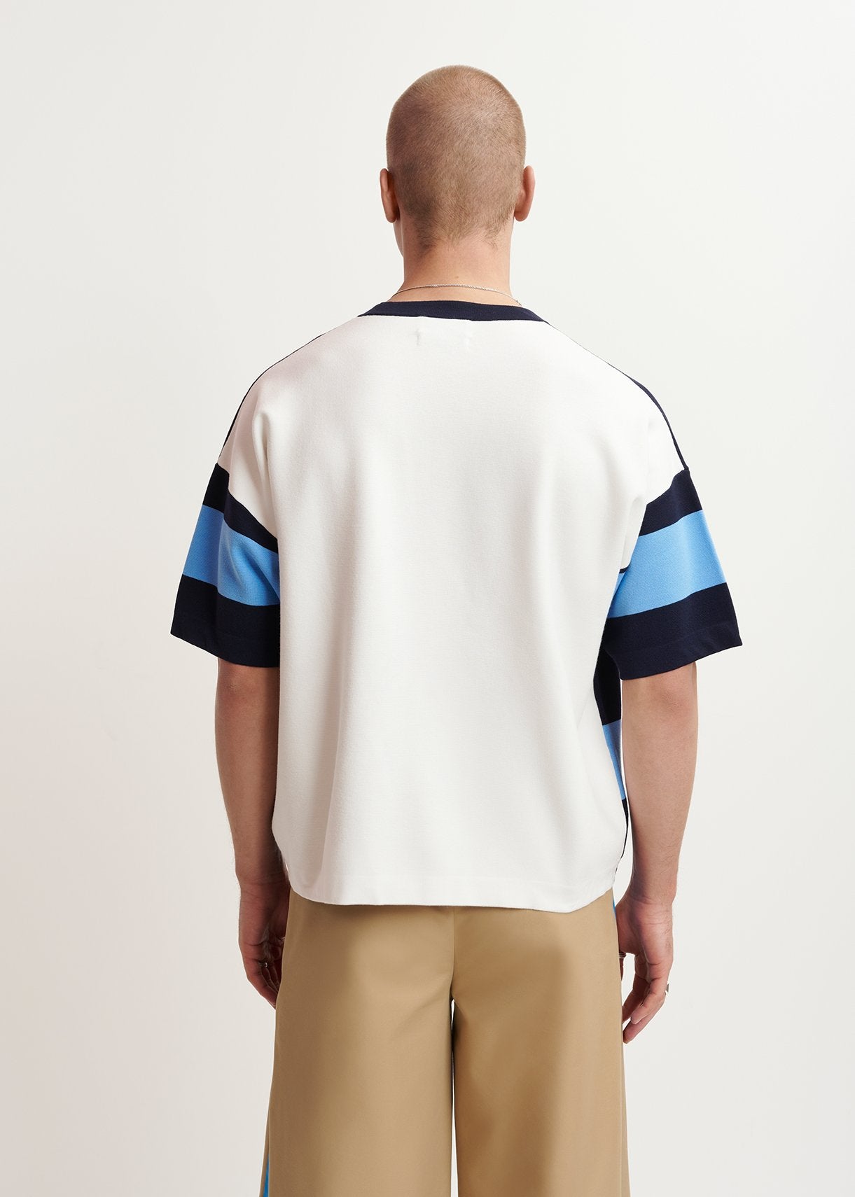 Blue and navy blue striped knit sweater RE—SSENTIEL | Essentiel second hand