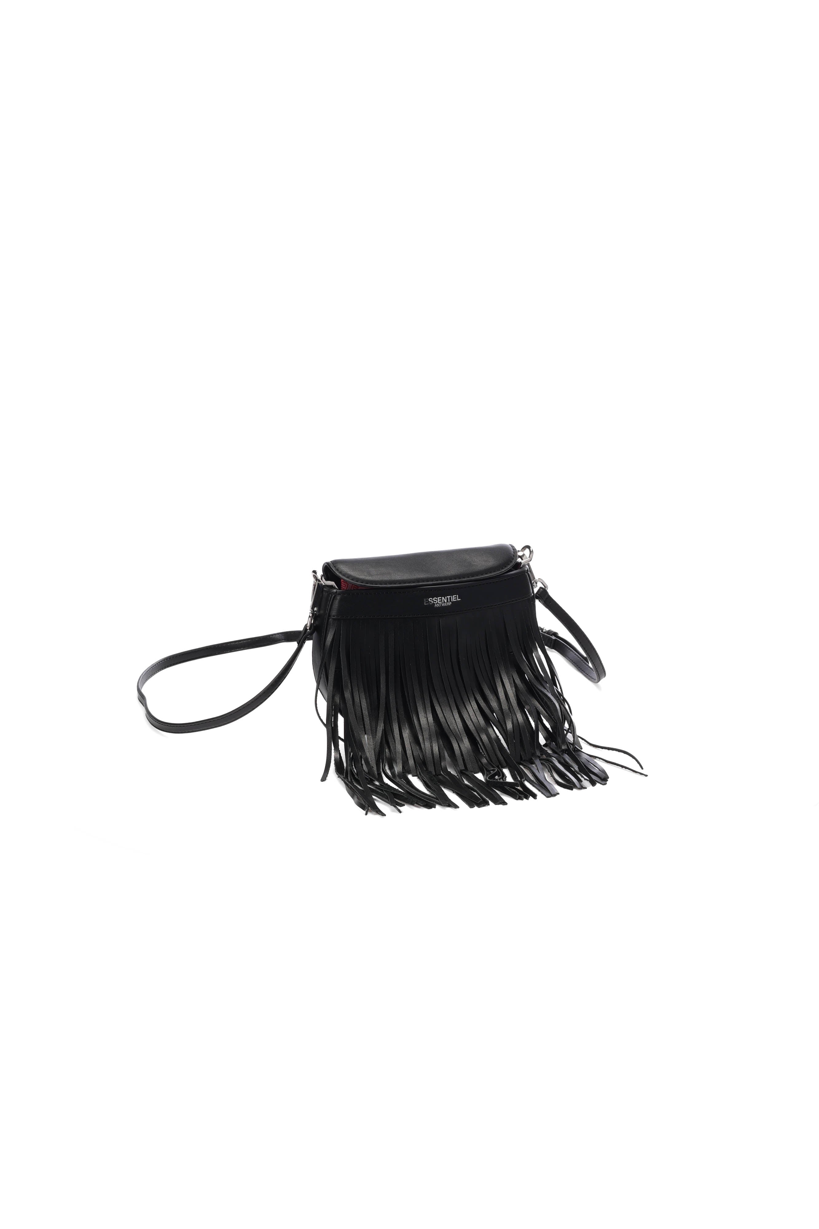 Black fringed shoulder belt bag RE—SSENTIEL | Essentiel second hand