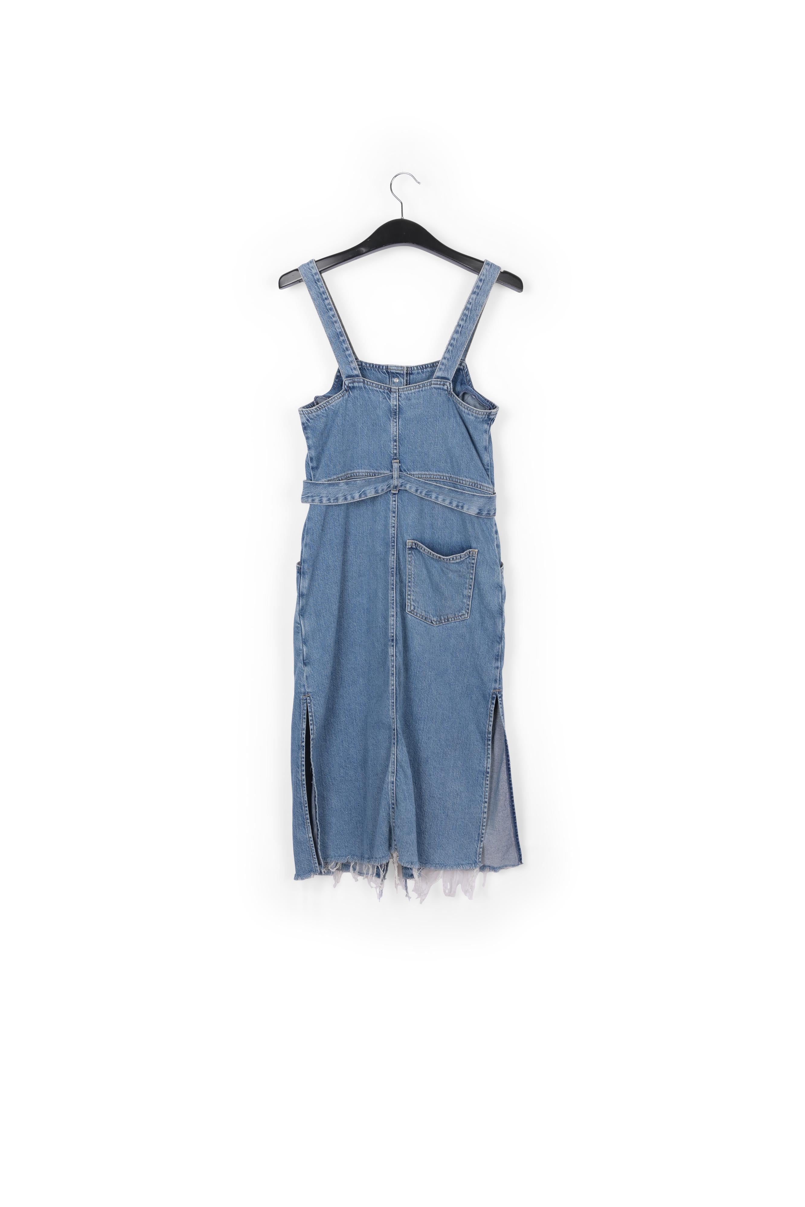 Dark blue belted denim mini dress RE—SSENTIEL | Essentiel second hand