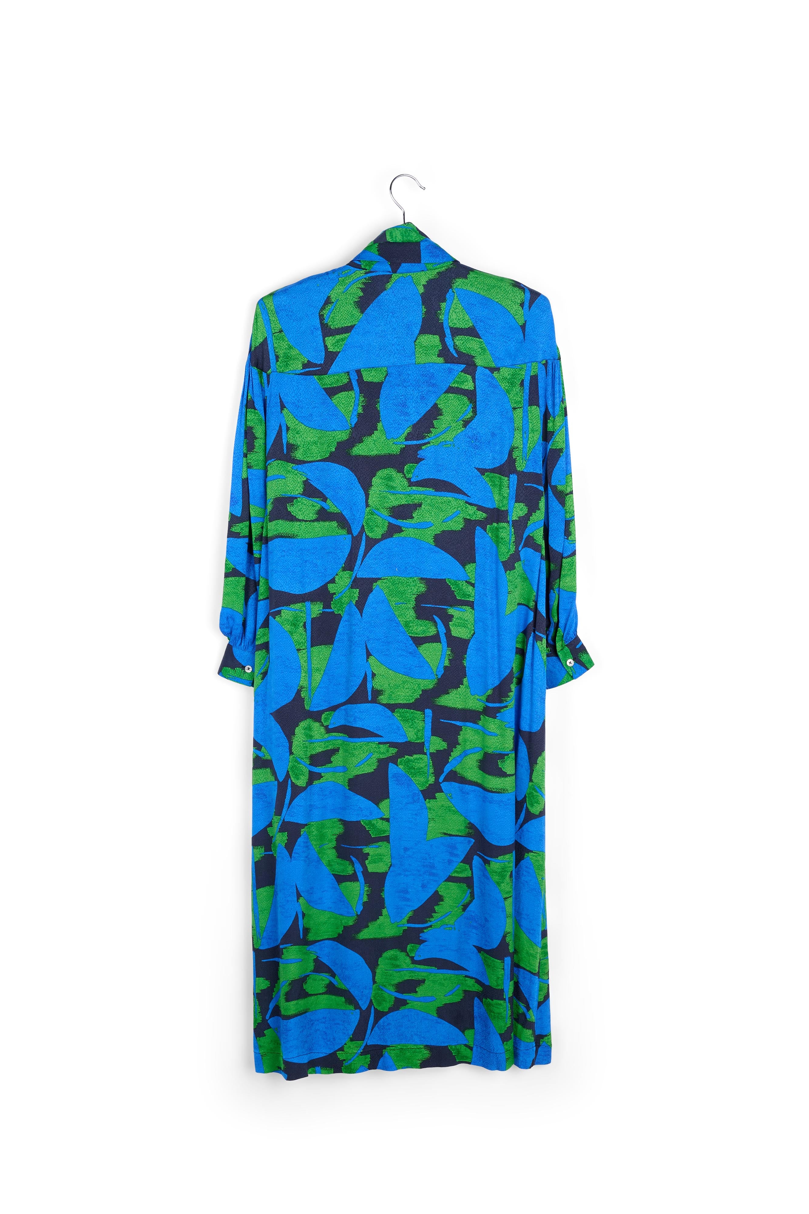 Blue, black and green abstract print midi dress RE—SSENTIEL | Essentiel second hand