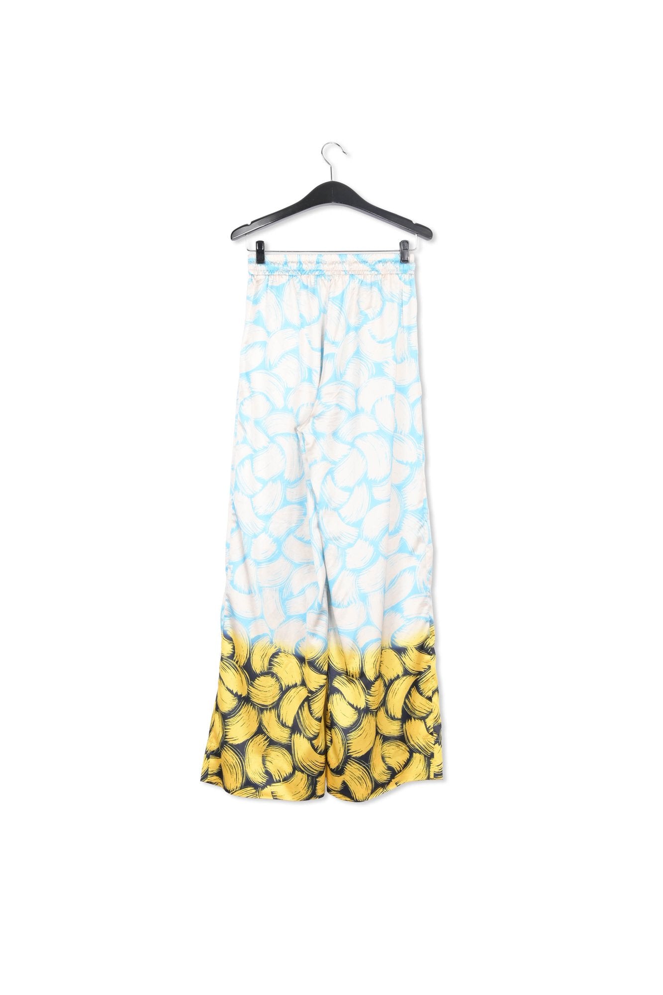 Blue, off-white and yellow abstract-print wide-leg pants RE—SSENTIEL | Essentiel second hand