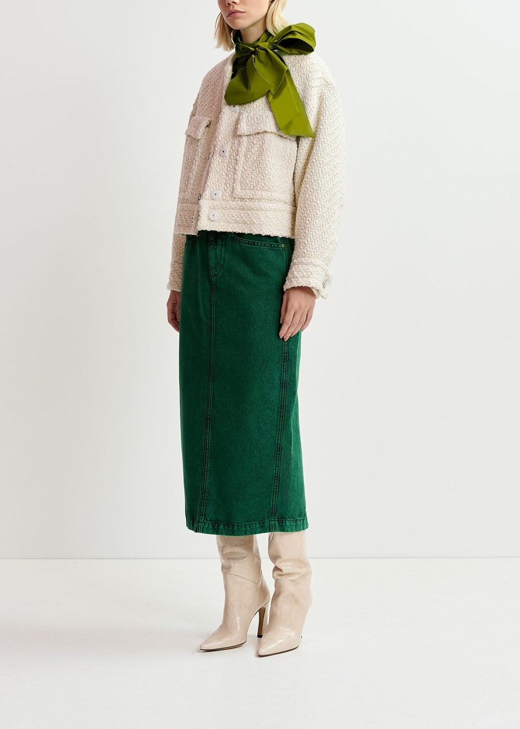 Ecru wool-blend tweed jacket RE—SSENTIEL | Essentiel second hand