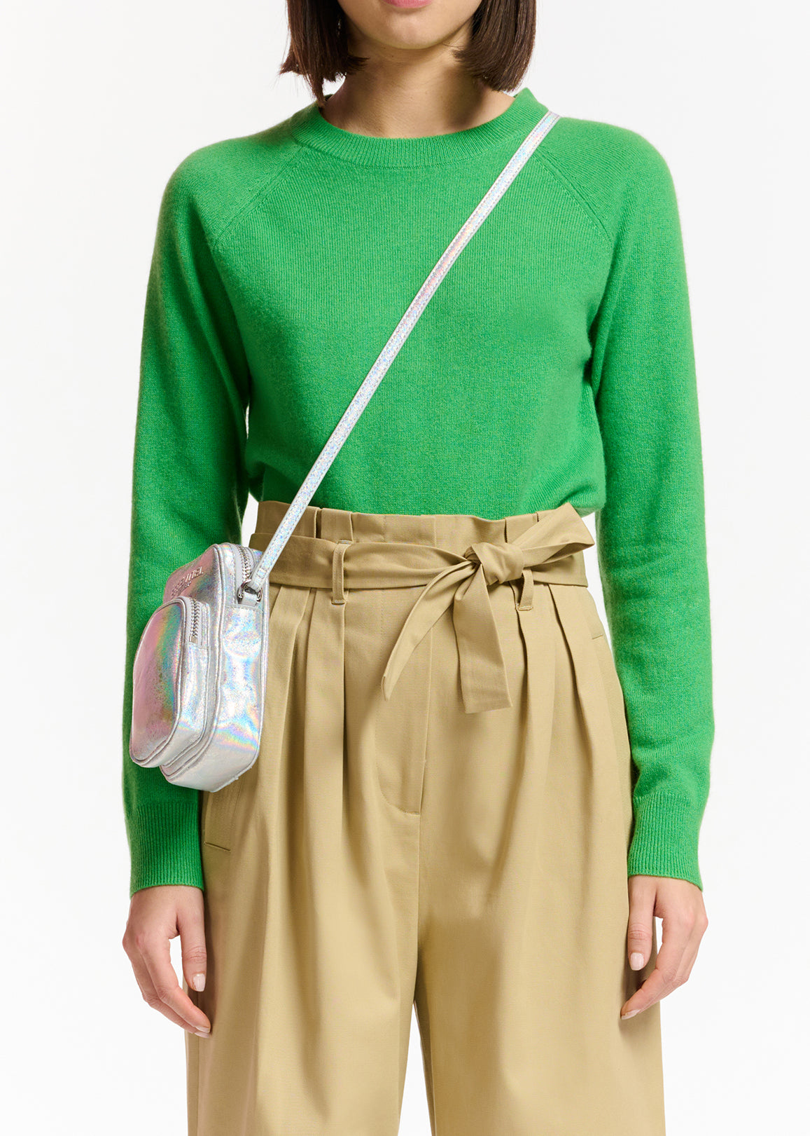 Pantalon droit beige avec ceinture RE—SSENTIEL | Essentiel second hand