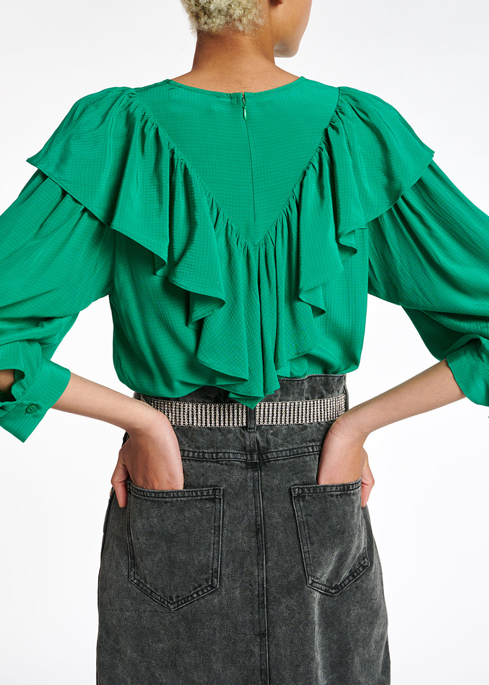 Top fluide vert avec volants RE—SSENTIEL | Essentiel second hand