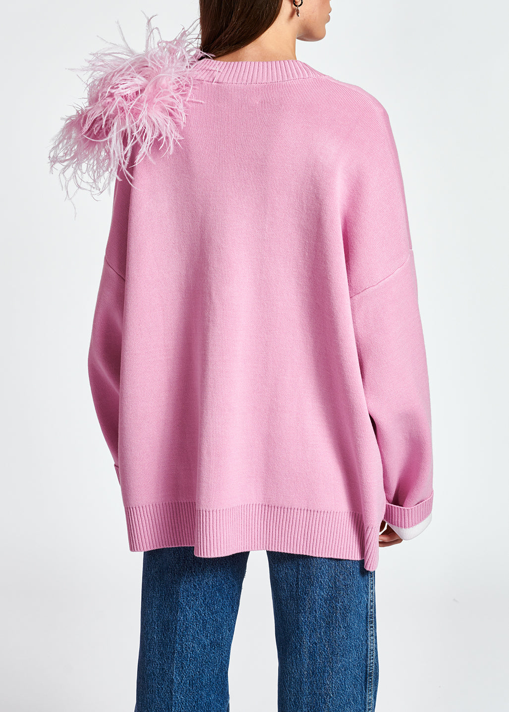 Pink rhinestone-button V-neck cardigan RE—SSENTIEL | Essentiel second hand