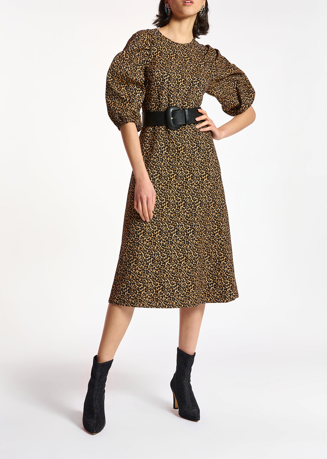 Jacquard midi-length dress with leopard motif RE—SSENTIEL | Essentiel second hand