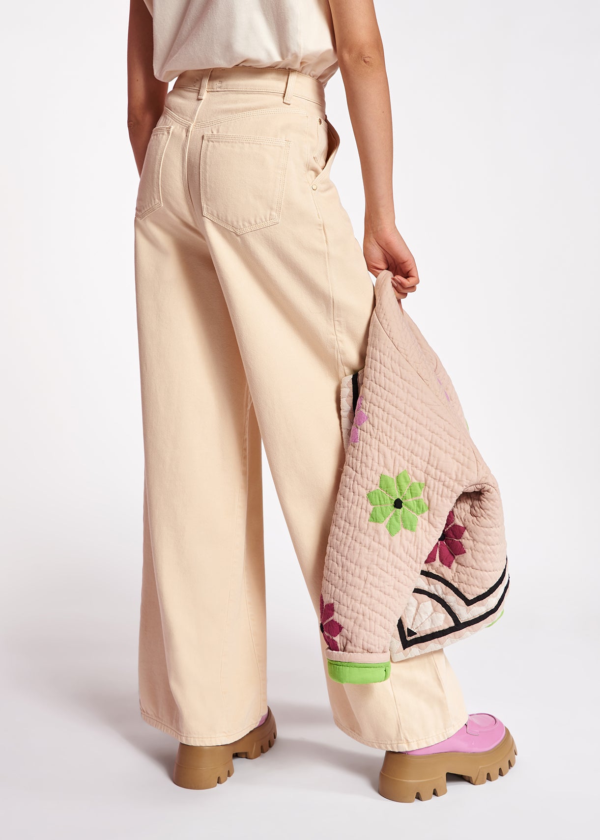 Ecru denim wide-leg jeans RE—SSENTIEL | Essentiel second hand