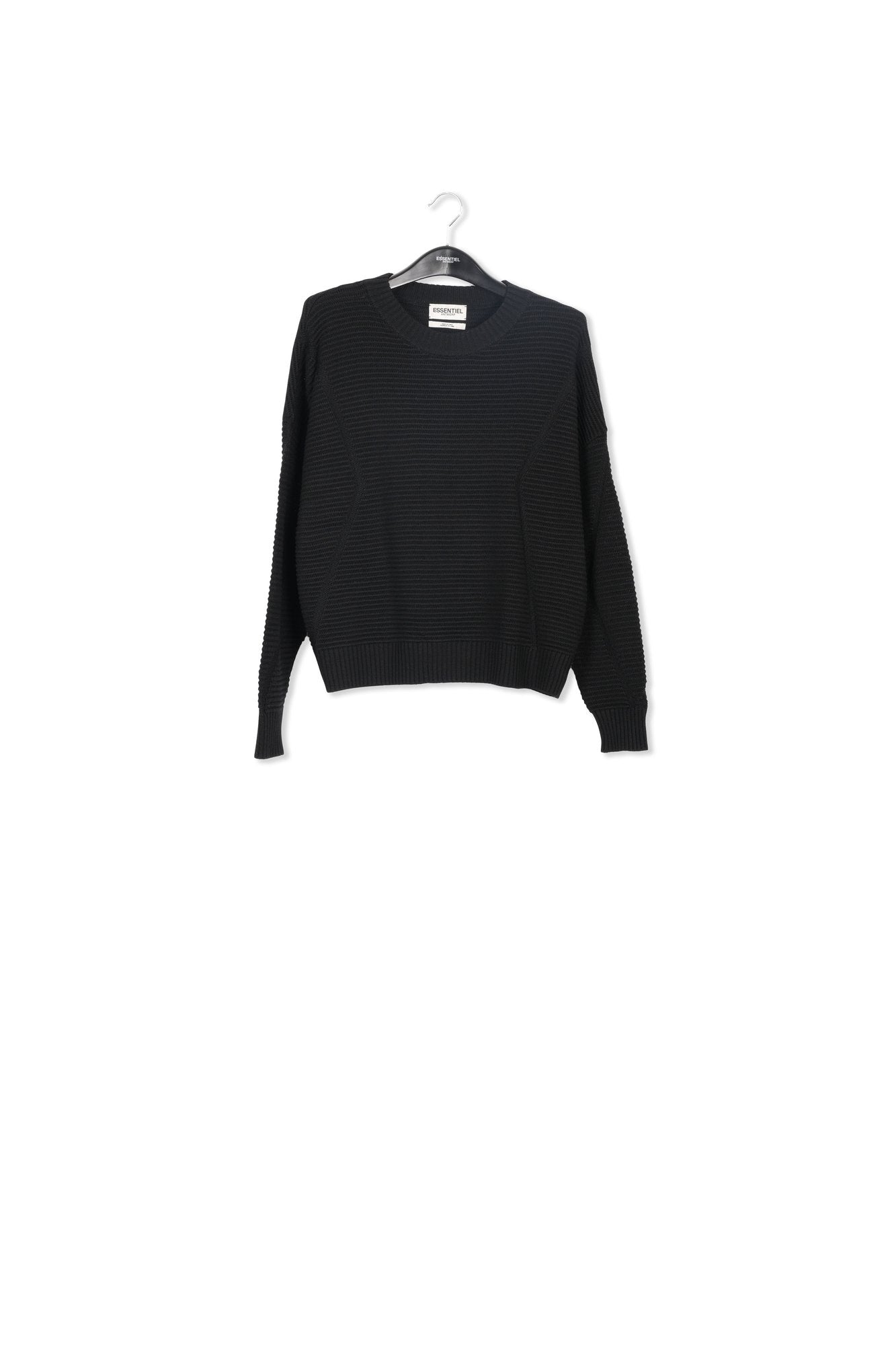 Black rib-knitted sweater RE—SSENTIEL | Essentiel second hand