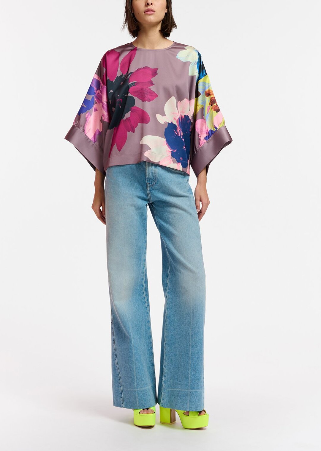 Mauve top multicolor floral print RE—SSENTIEL | Essentiel second hand