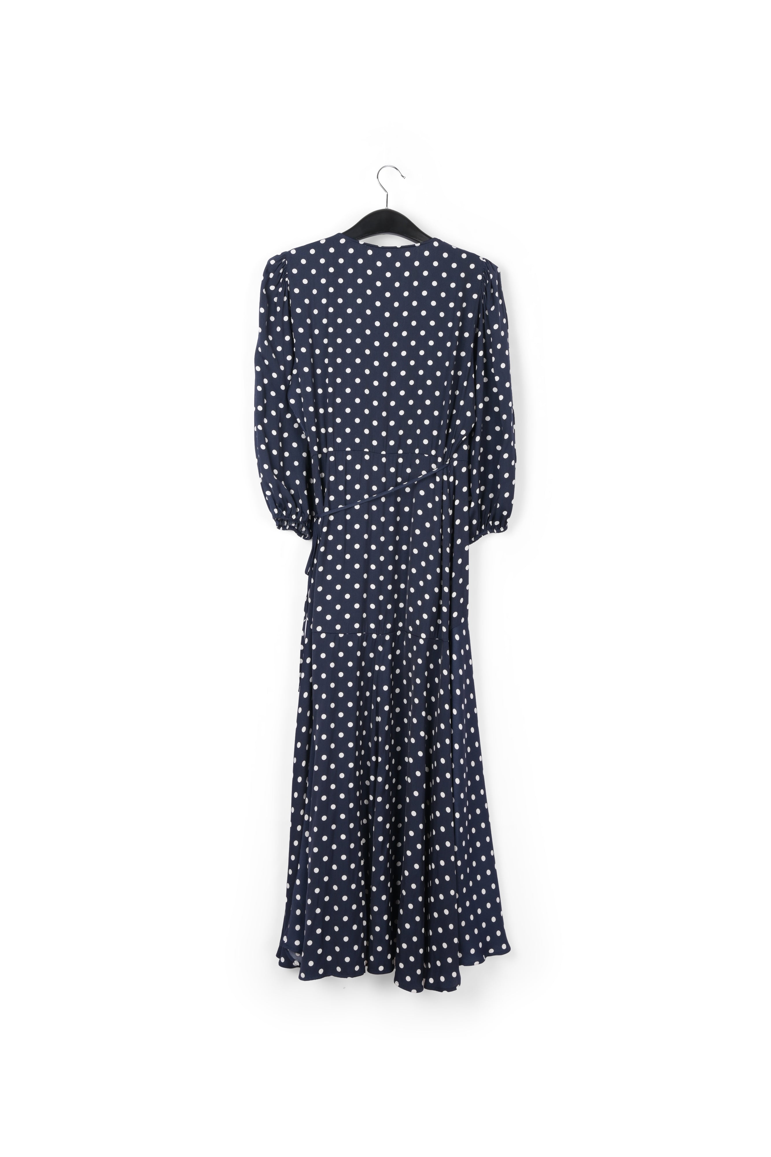 Dark blue polka dot wrap maxi dress RE—SSENTIEL | Essentiel second hand