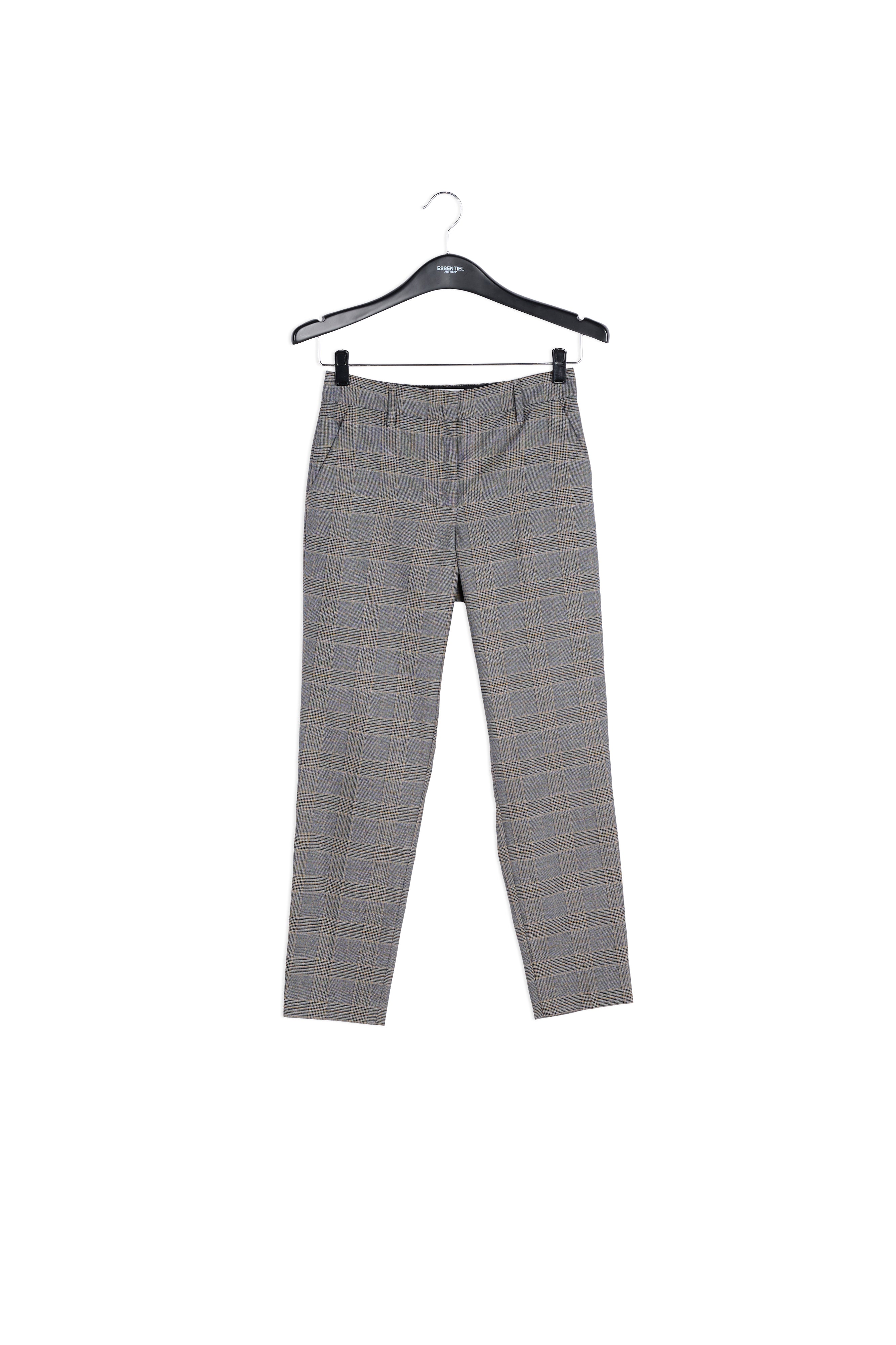 Pantalon gris 7/8me fuselé à carreaux RE—SSENTIEL | Essentiel second hand