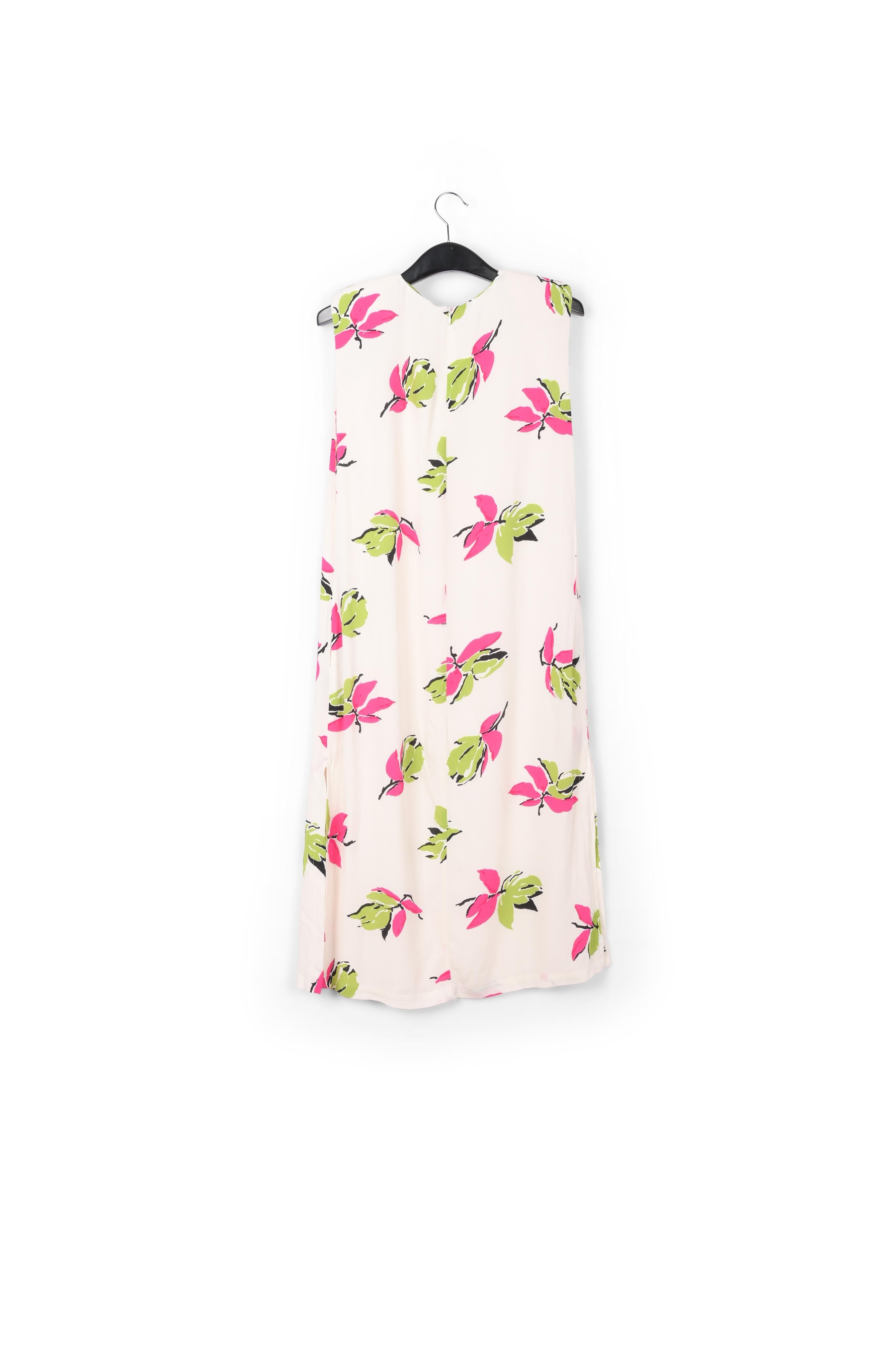 Off-white floral-print midi-length dress with padded shoulders RE—SSENTIEL | Essentiel second hand