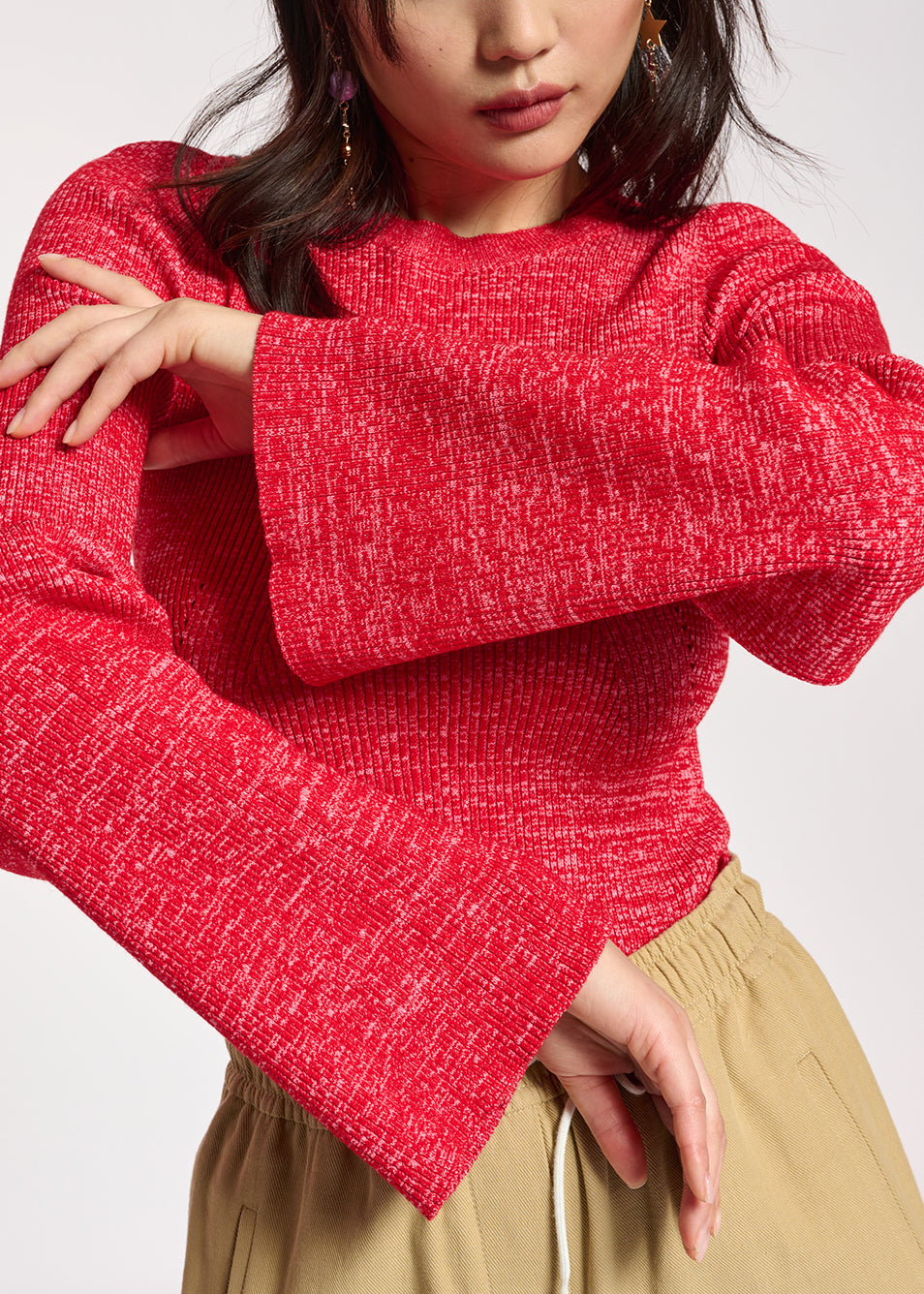 Pull en tricot mêlé rouge et rose RE—SSENTIEL | Essentiel second hand