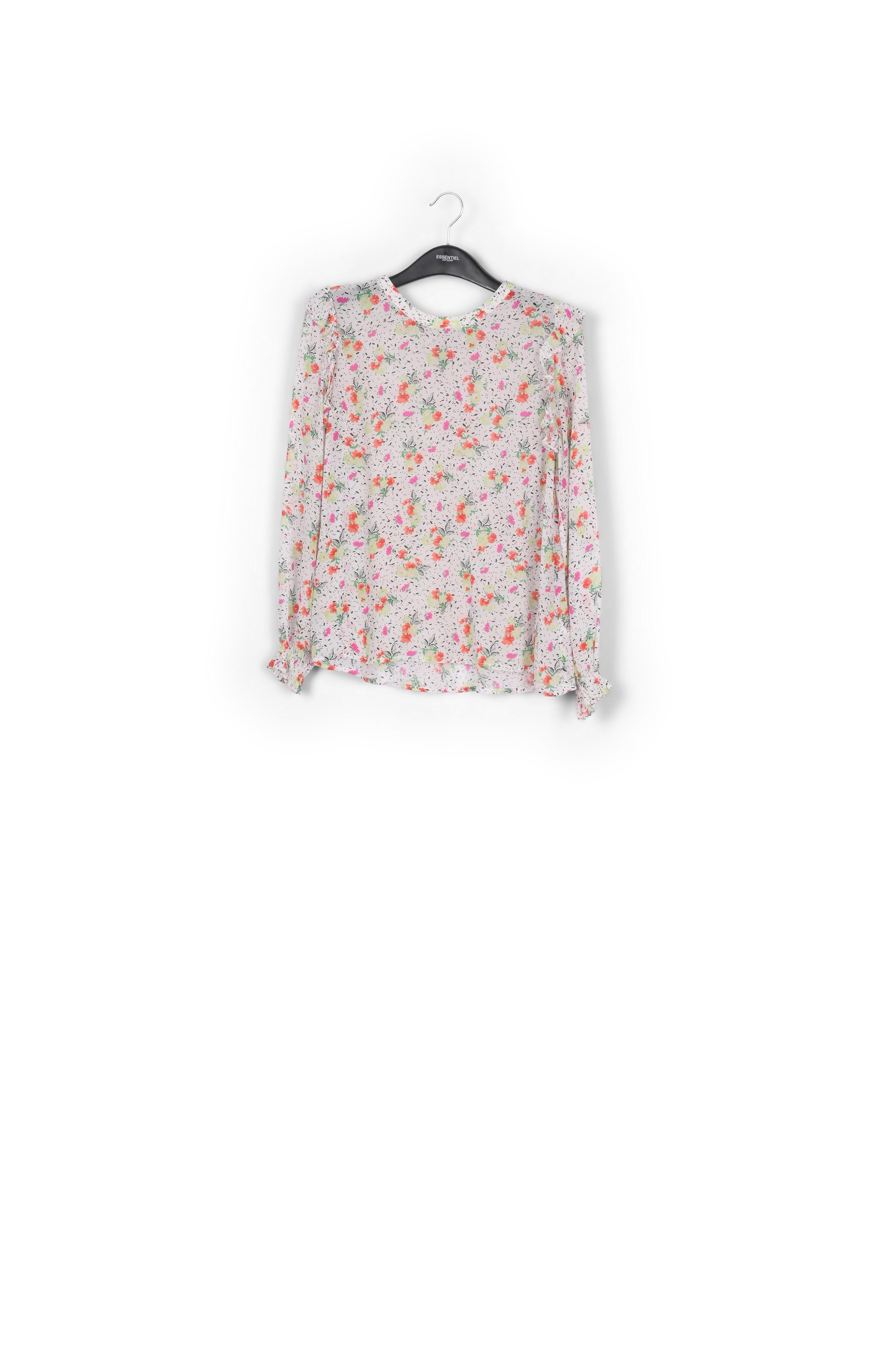 Off-white floral-print frilled top RE—SSENTIEL | Essentiel second hand