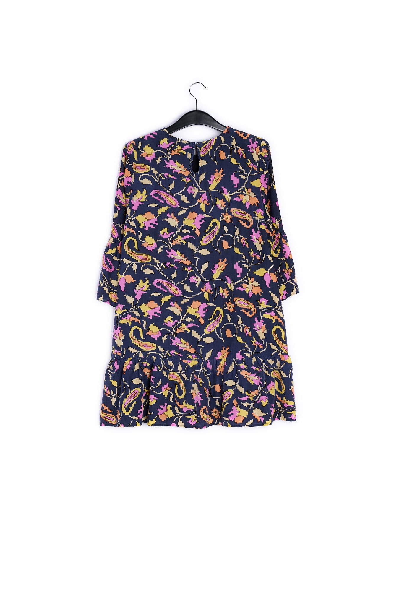 Brown silk dress with flower print RE—SSENTIEL | Essentiel second hand