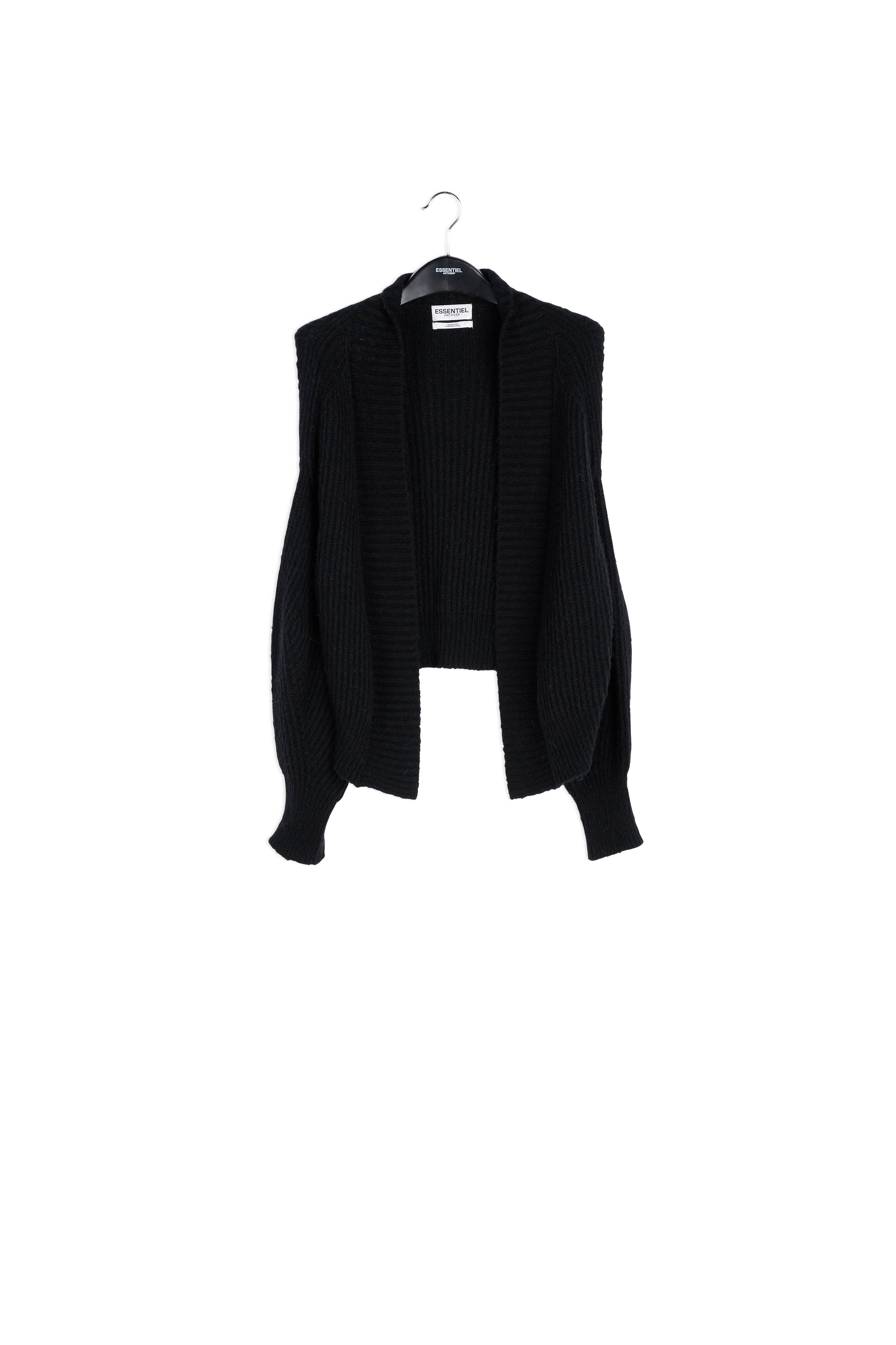 Black light knitted open cardigan RE—SSENTIEL | Essentiel second hand