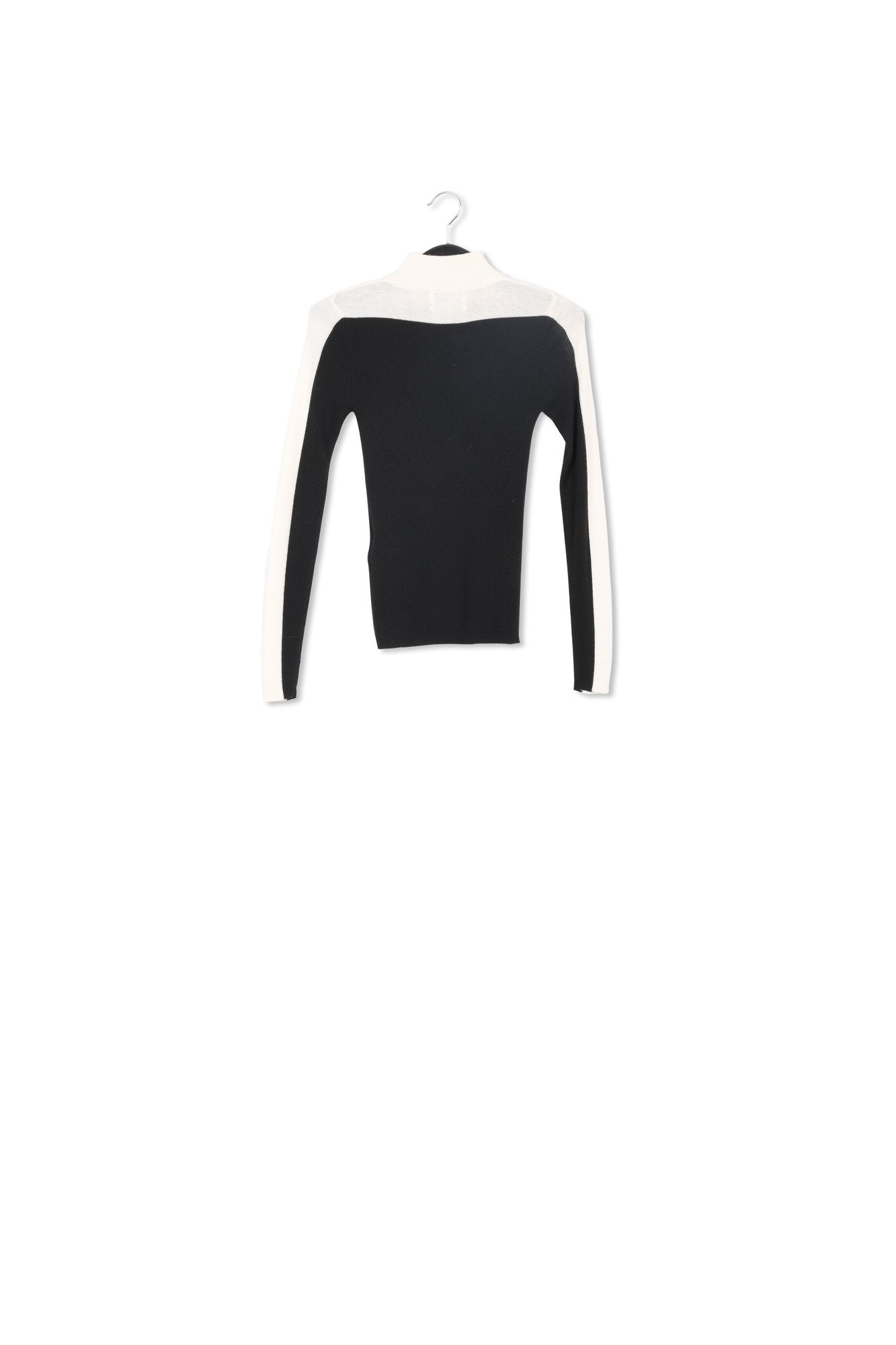Black and off-white two-tone turtleneck knit sweater RE—SSENTIEL | Essentiel second hand