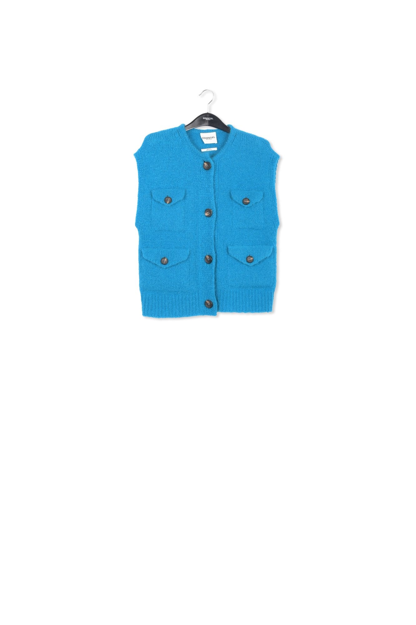 Cardigan sans manches en mohair mélangé bleu RE—SSENTIEL | Essentiel second hand