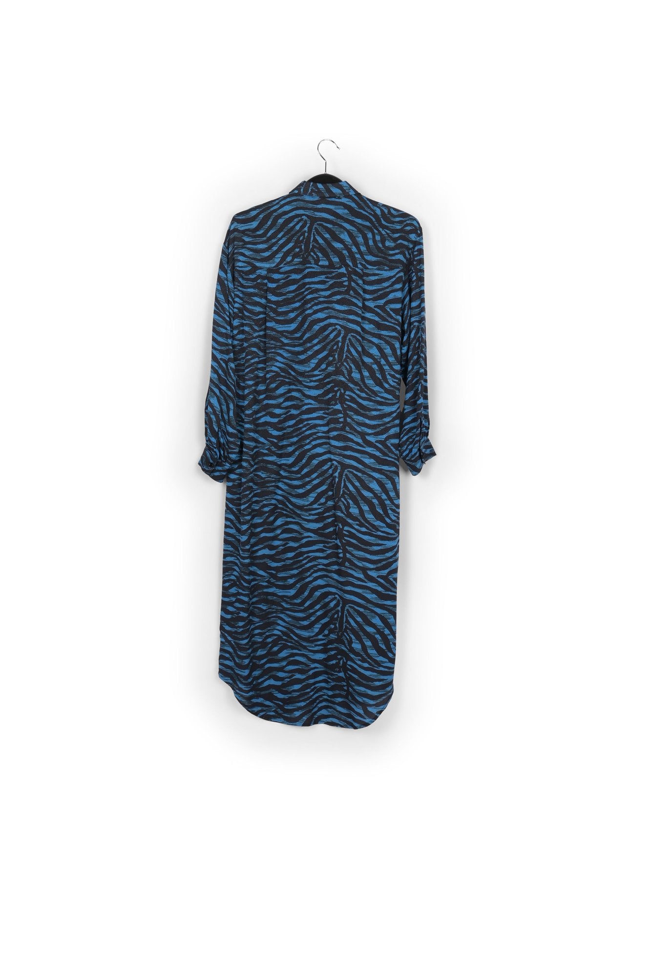 Black and blue zebra print midi shirt dress RE—SSENTIEL | Essentiel second hand