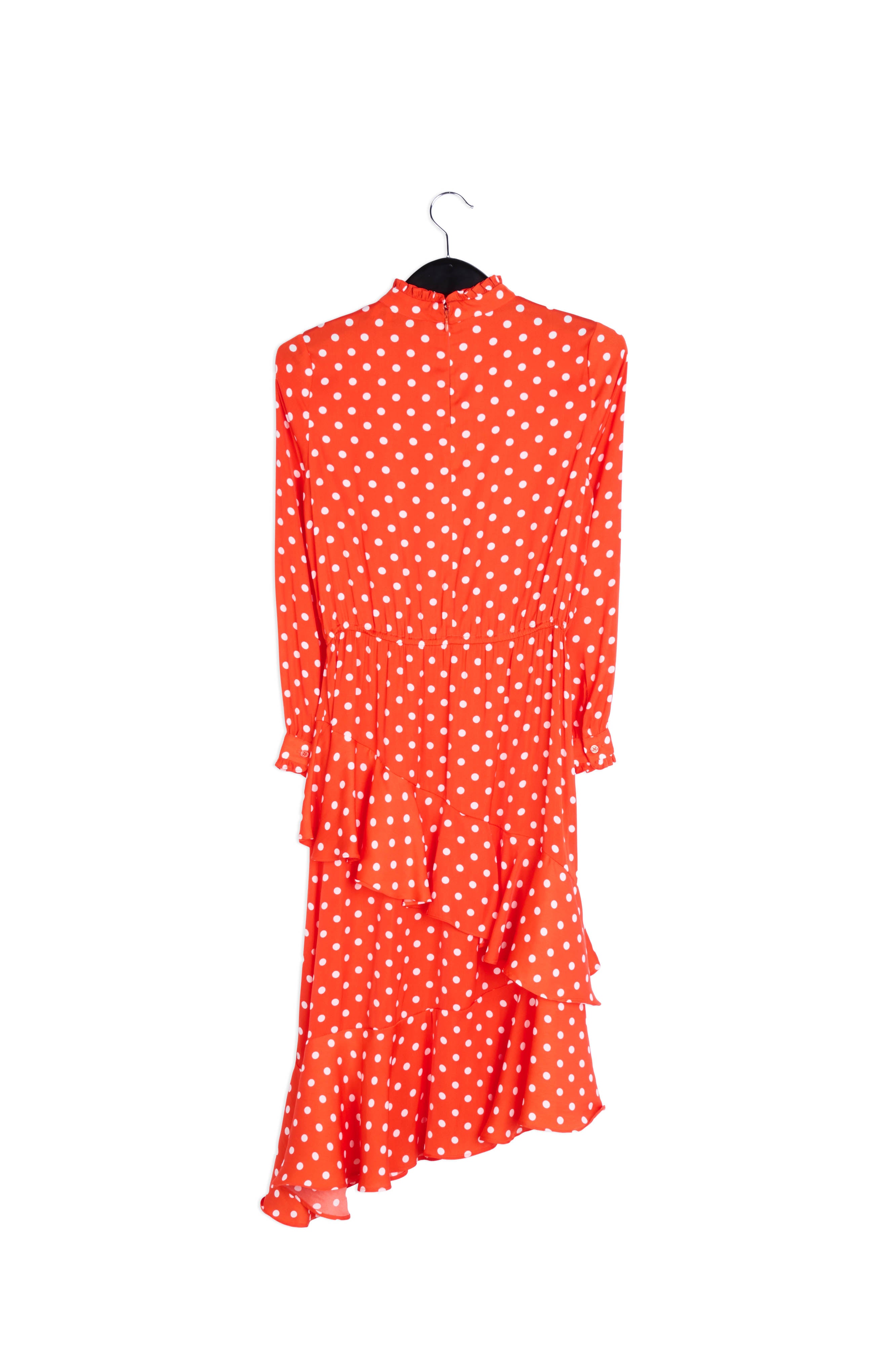 Red polka dot ruffled midi dress RE—SSENTIEL | Essentiel second hand