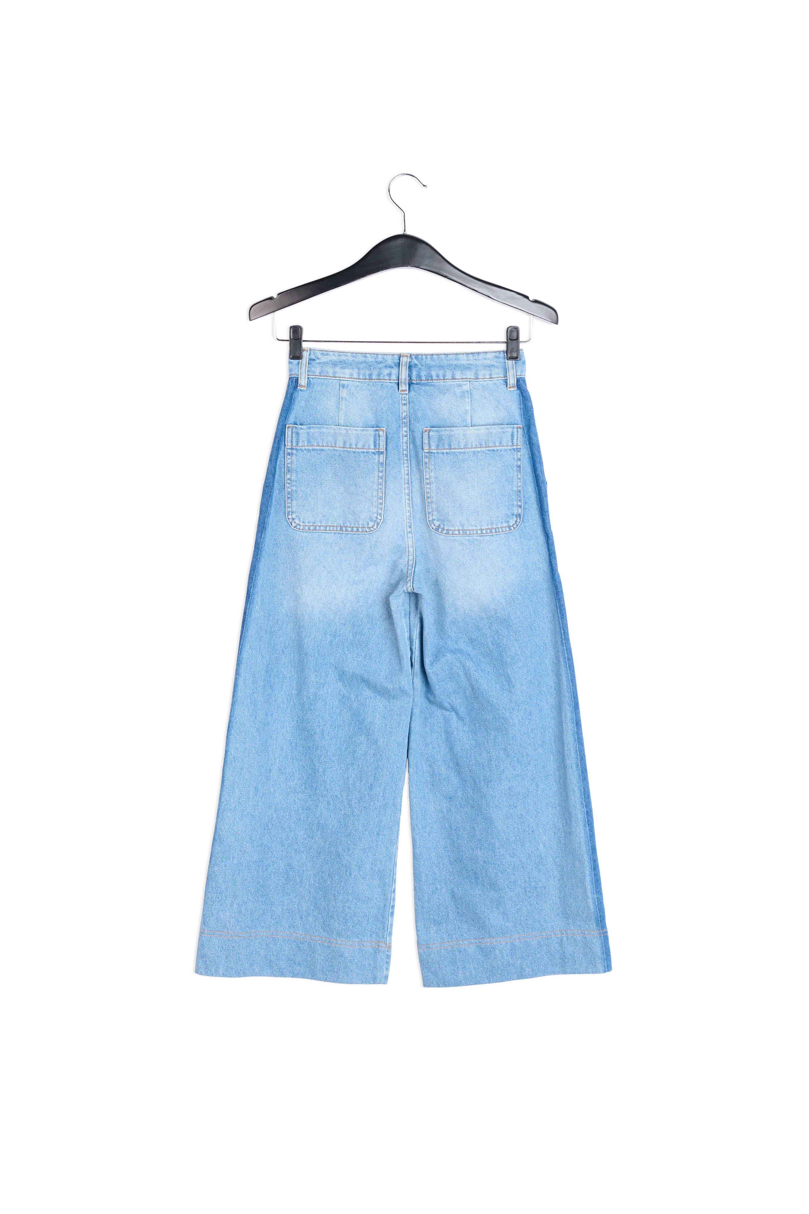 Stone washed blue wide jeans with side stripe RE—SSENTIEL | Essentiel second hand