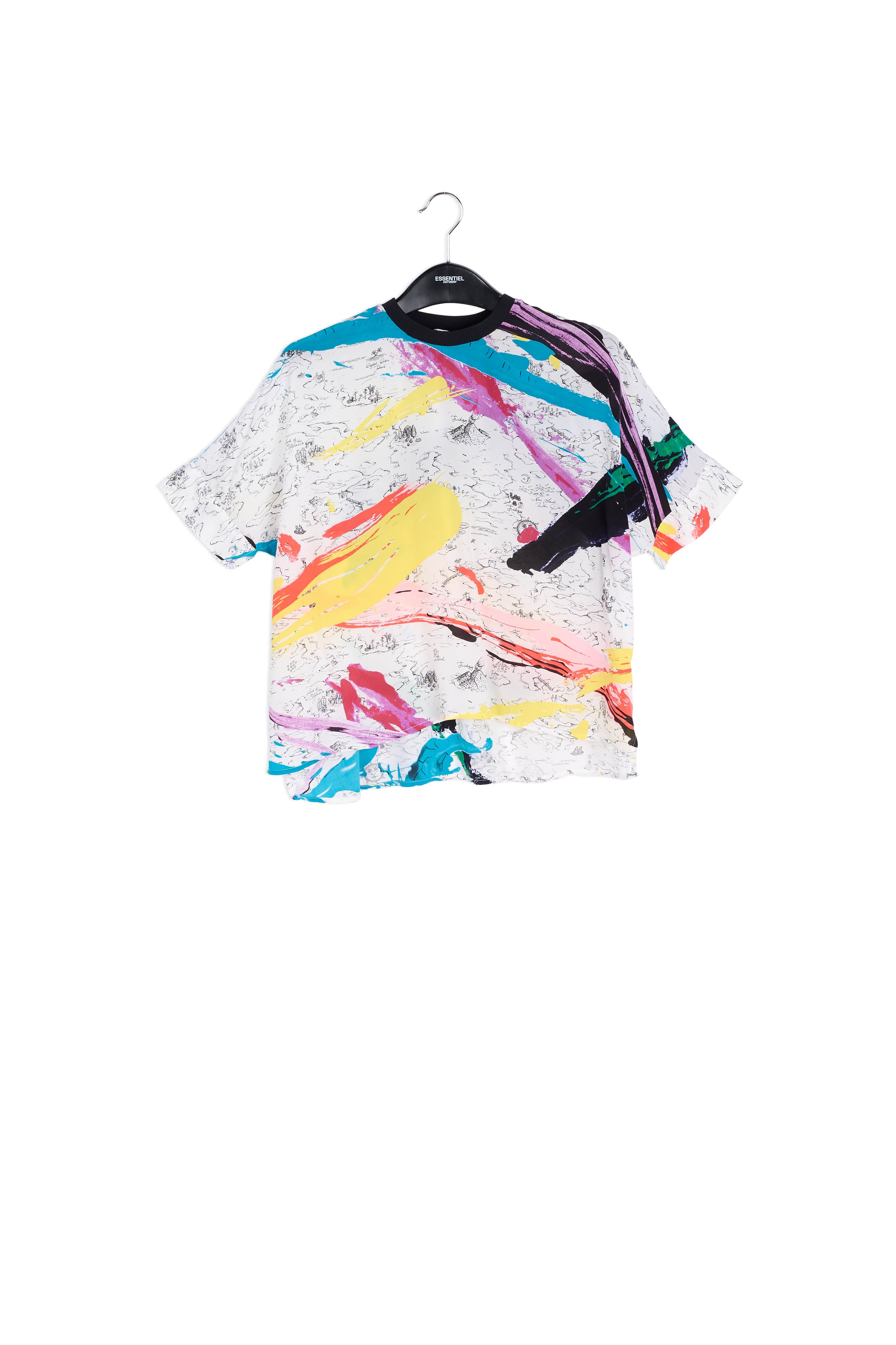 Gebroken witte boxy top met verfstrepen RE—SSENTIEL | Essentiel second hand