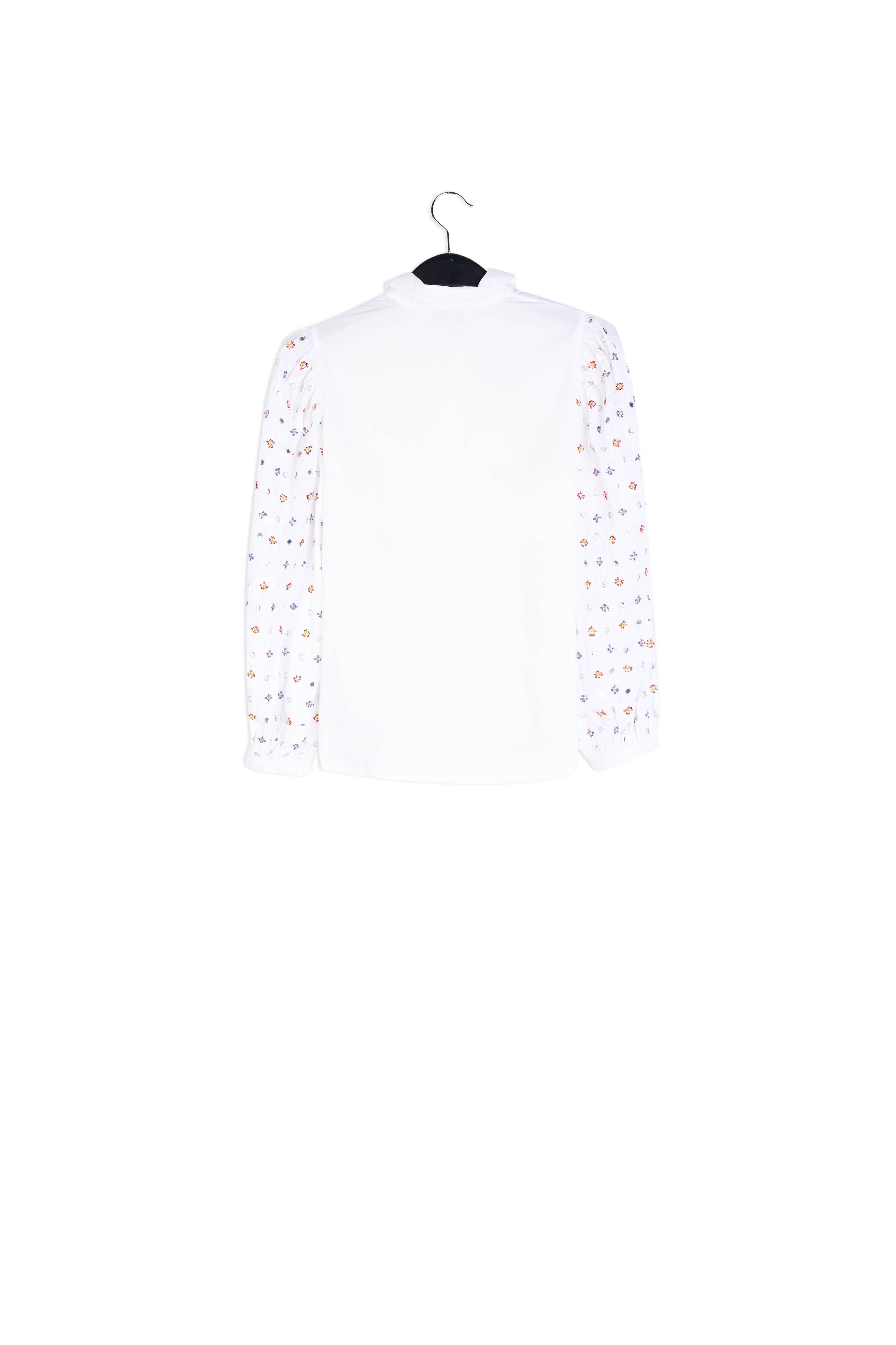 White mirror-embroidered puffed-sleeve shirt RE—SSENTIEL | Essentiel second hand