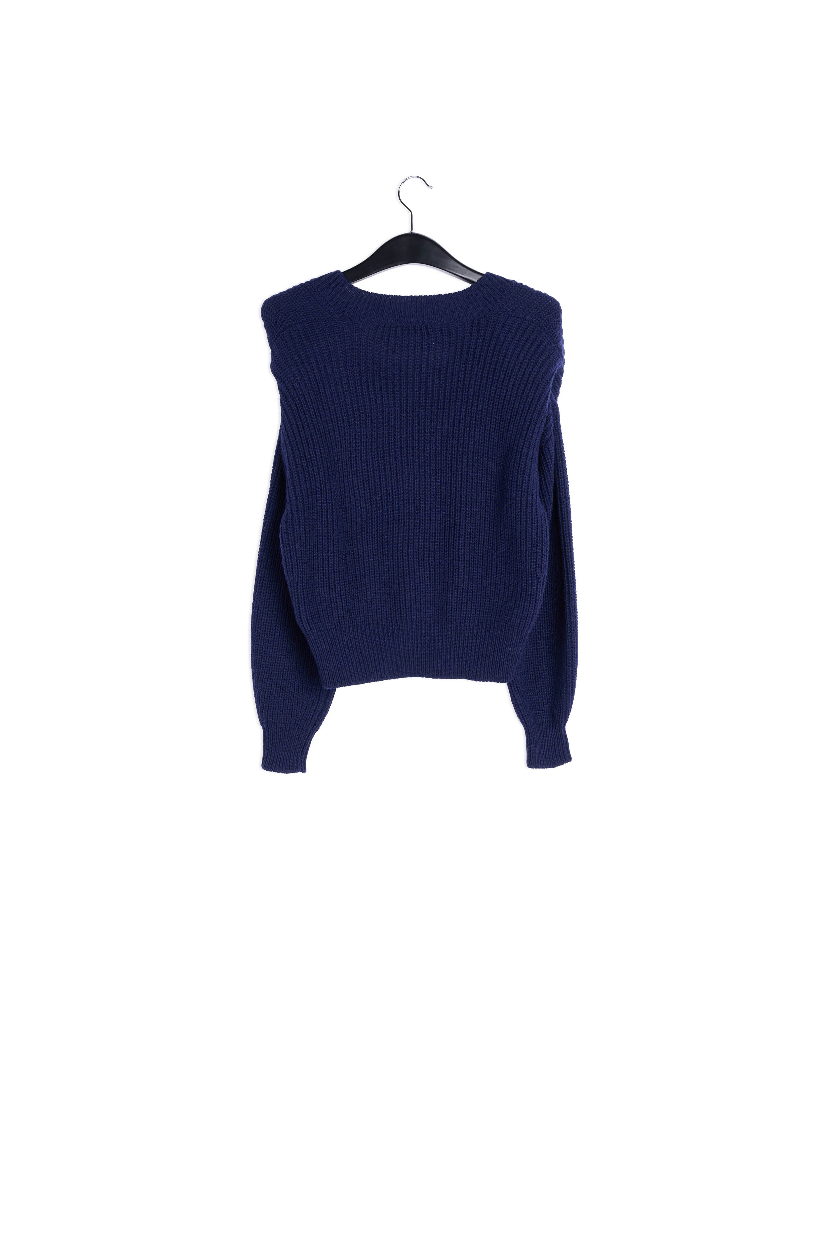 Donkerblauwe trui met gewatteerde schouders RE—SSENTIEL | Essentiel second hand