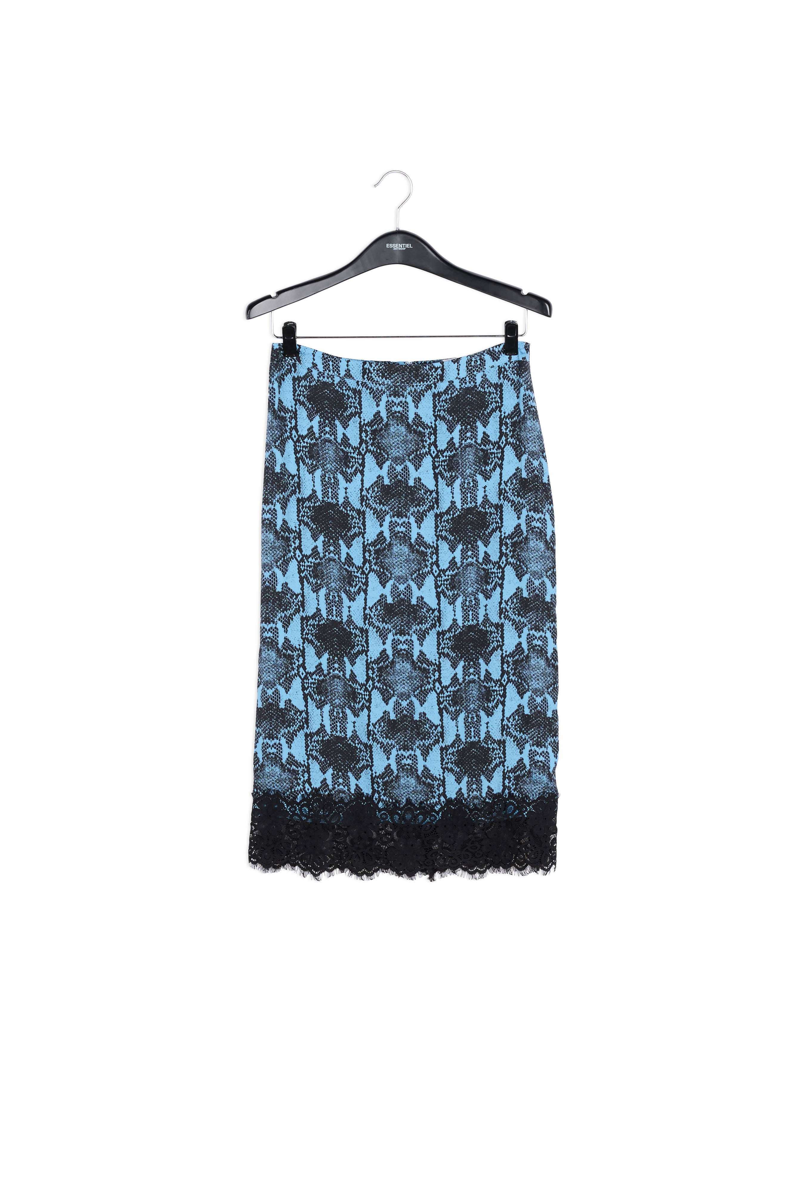 Jupe crayon bleue à imprimé serpent RE—SSENTIEL | Essentiel second hand