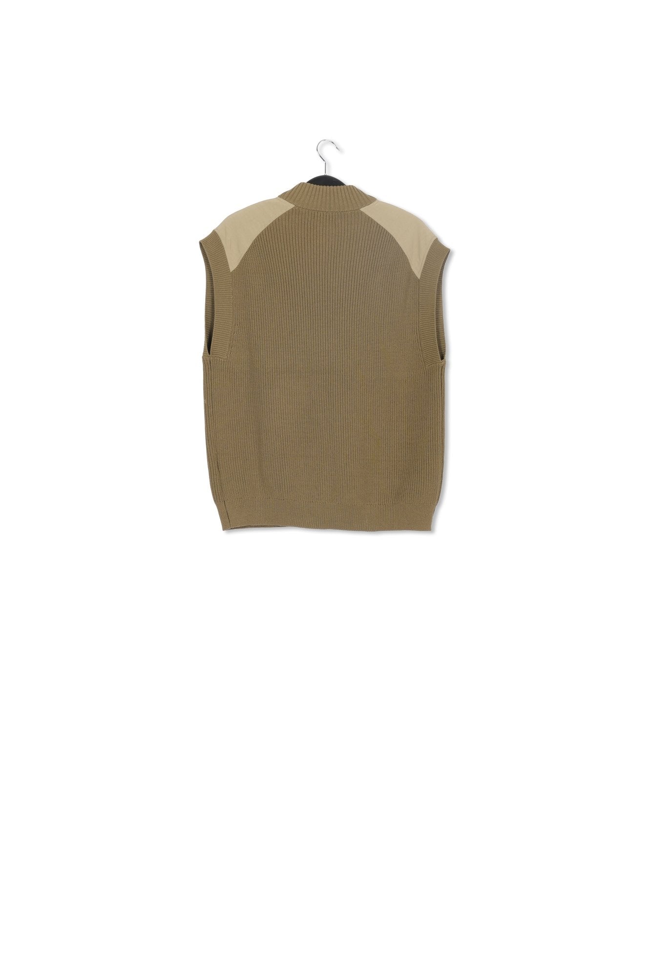 Khaki sleeveless utility-inspired cardigan RE—SSENTIEL | Essentiel second hand