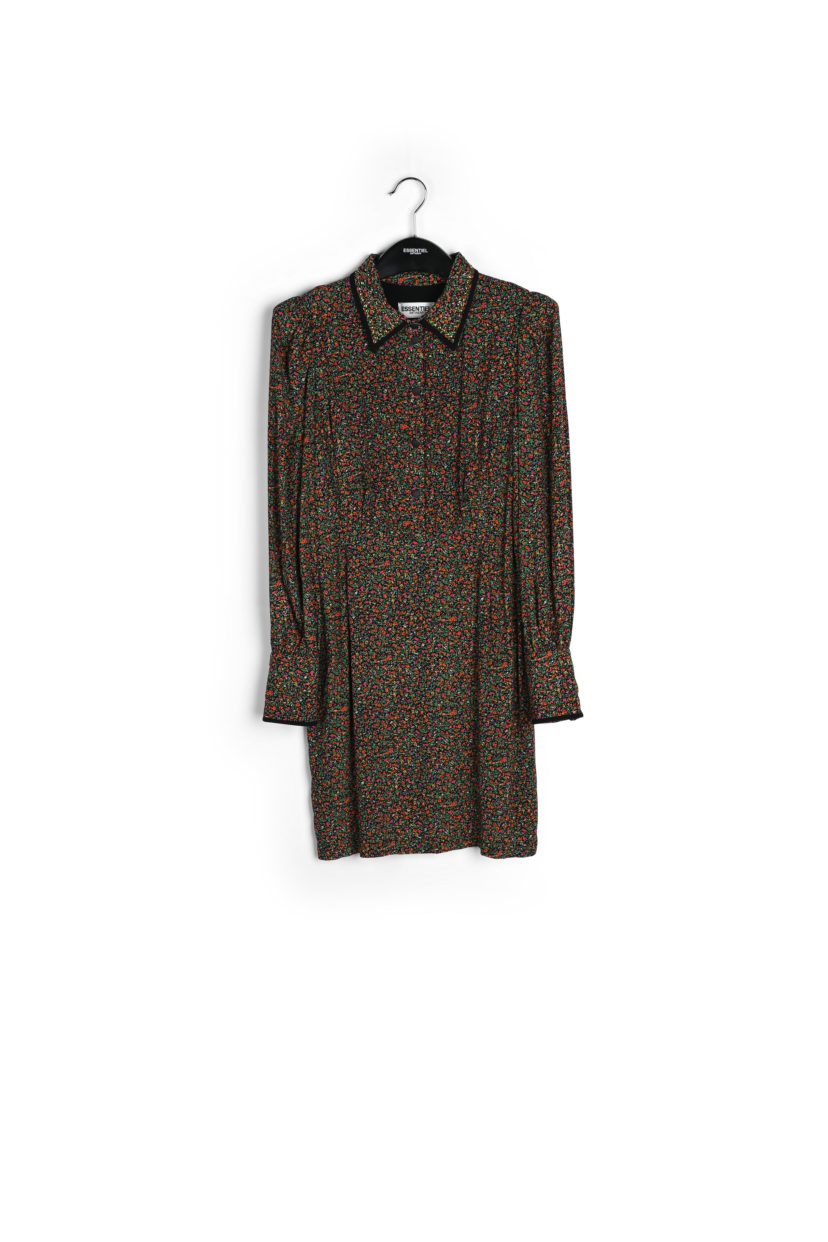 Midi-jurk met kaki en oranje bloemenprint RE—SSENTIEL | Essentiel second hand