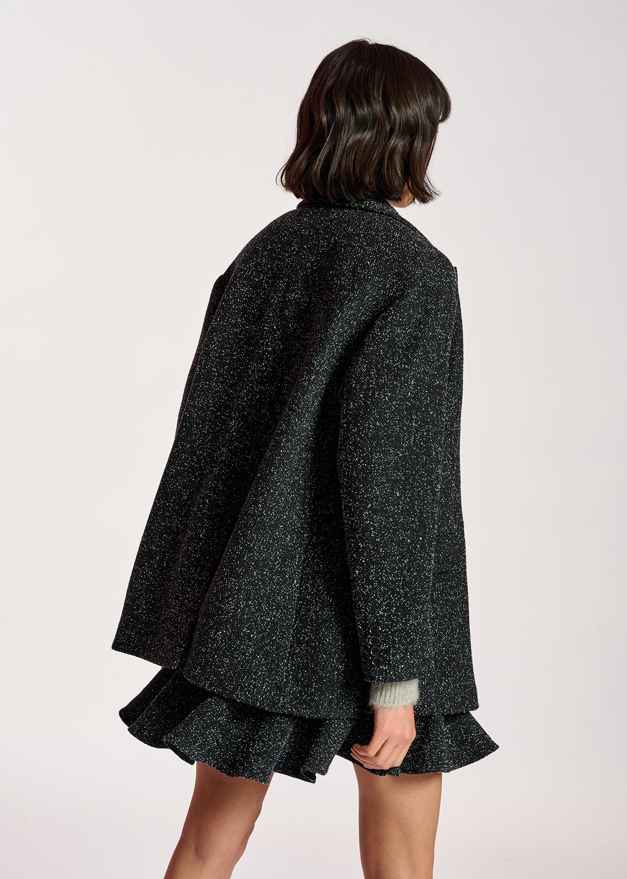 Black oversized bouclé blazer RE—SSENTIEL | Essentiel second hand
