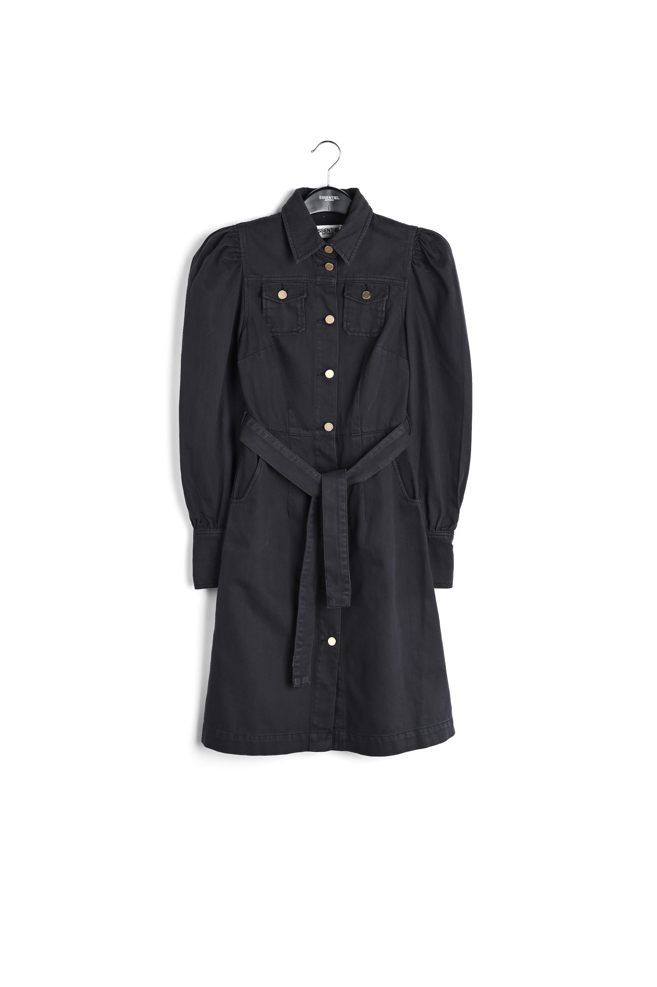 Zwarte hemdjurk in jeansstof RE—SSENTIEL | Essentiel second hand