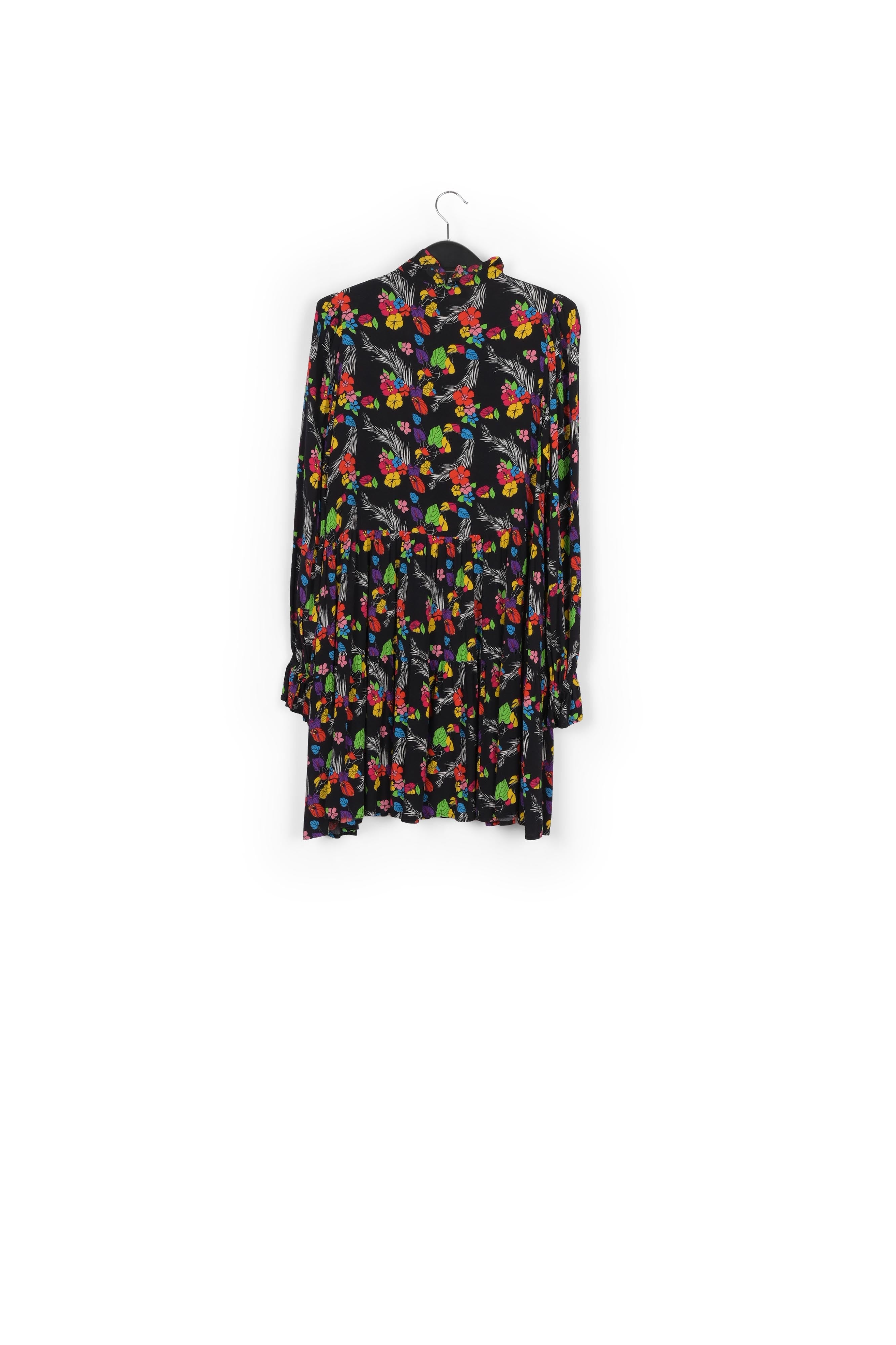 Black tropical print mini dress RE—SSENTIEL | Essentiel second hand