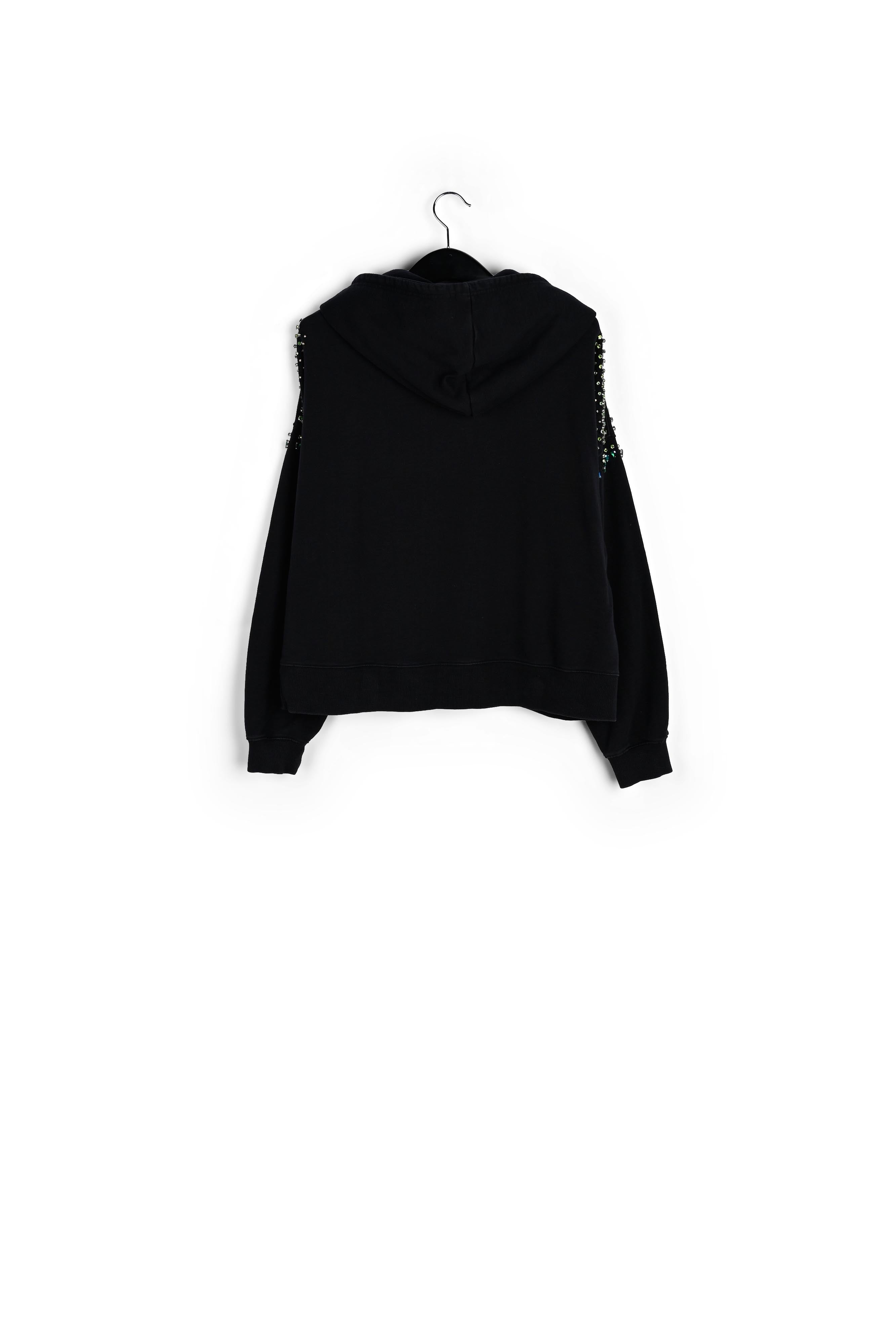 Black hoodie with colorful rhinestone embellishments RE—SSENTIEL | Essentiel second hand