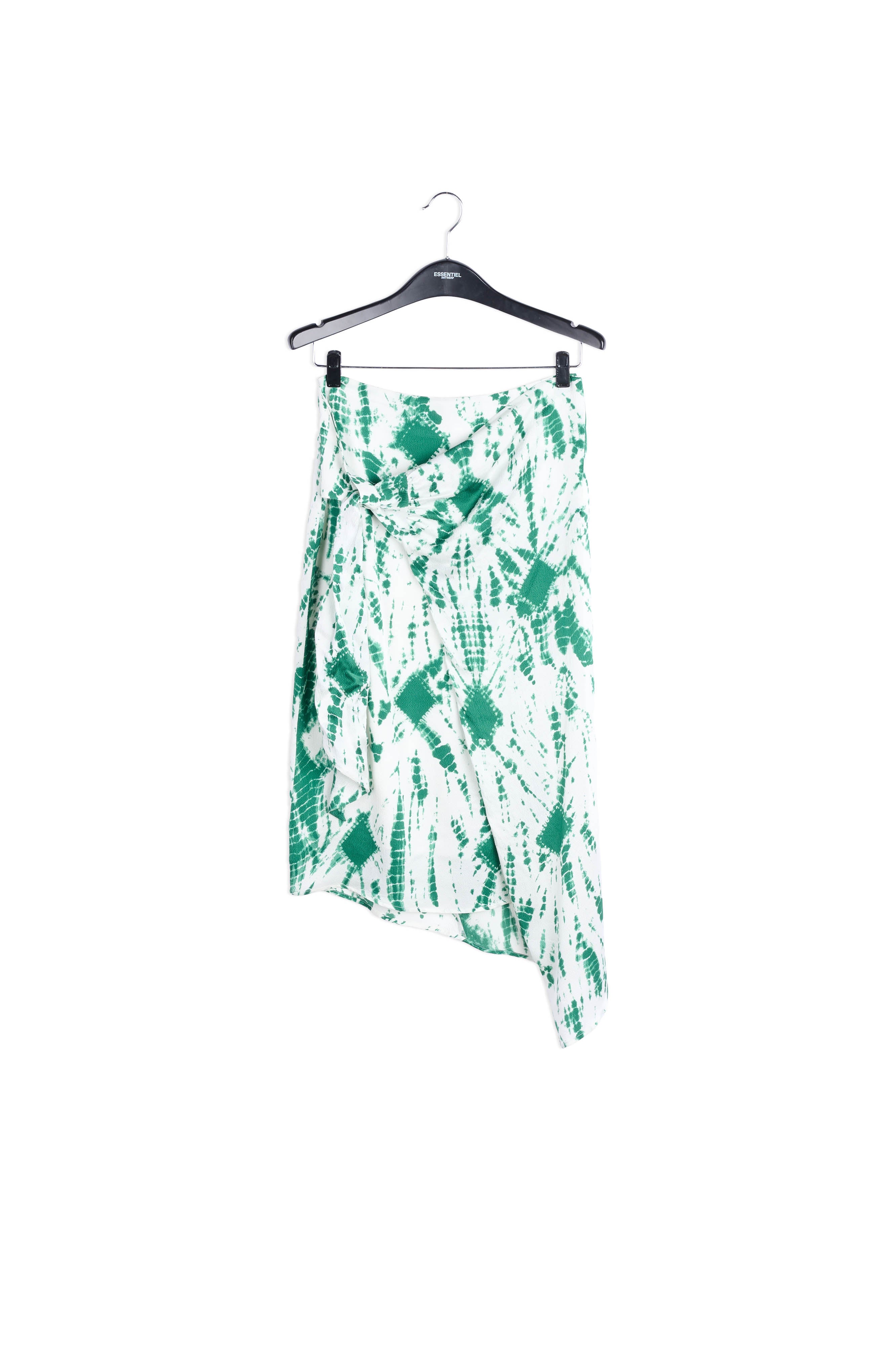 Jupe midi en soie tie-dye blanc cassé et vert RE—SSENTIEL | Essentiel second hand