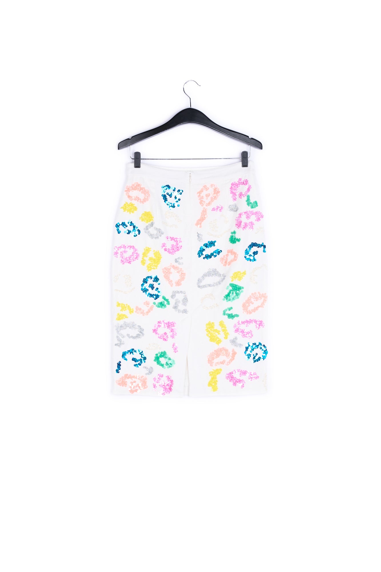 Off-white sequined leopard print pencil skirt RE—SSENTIEL | Essentiel second hand