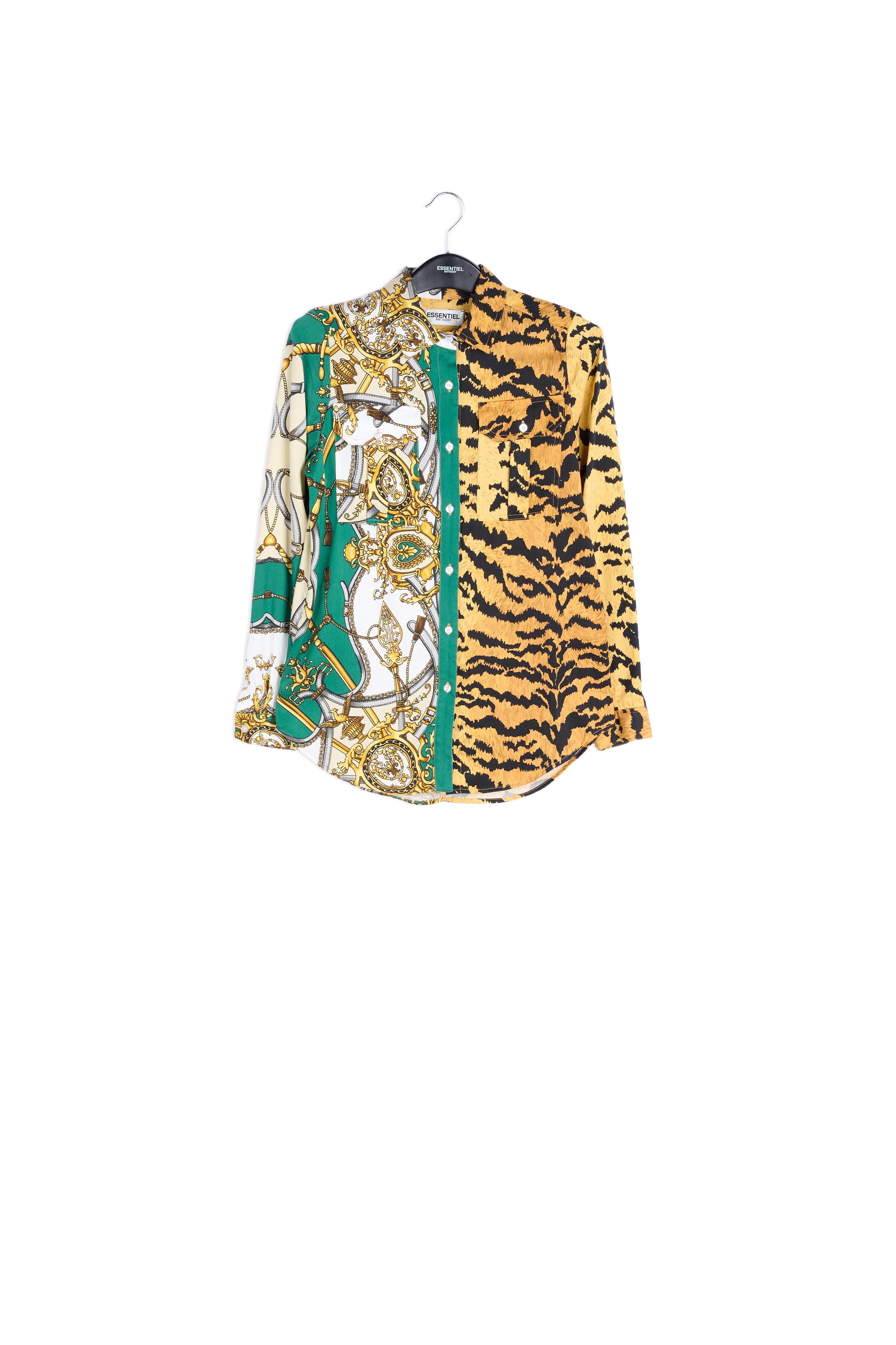 Flesgroen hemd met tijgerprint RE—SSENTIEL | Essentiel second hand