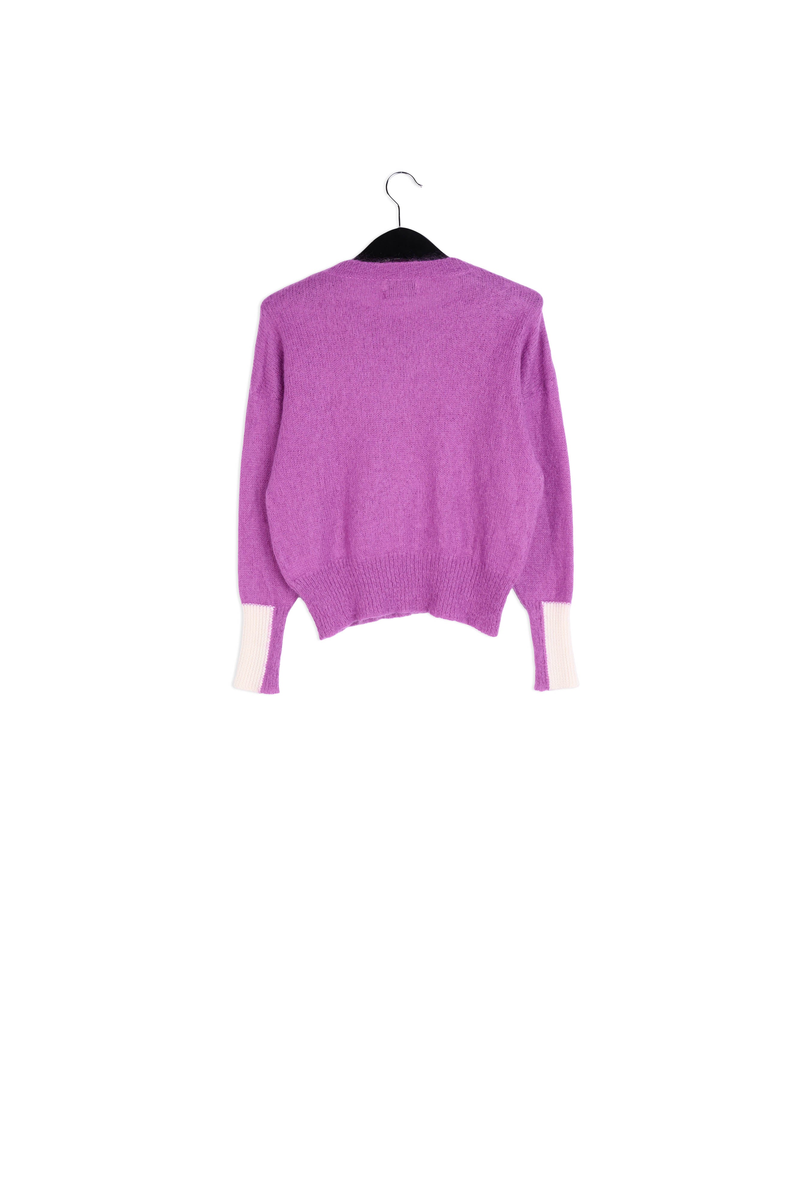 Purple light knit sweater with contrasting cuffs RE—SSENTIEL | Essentiel second hand
