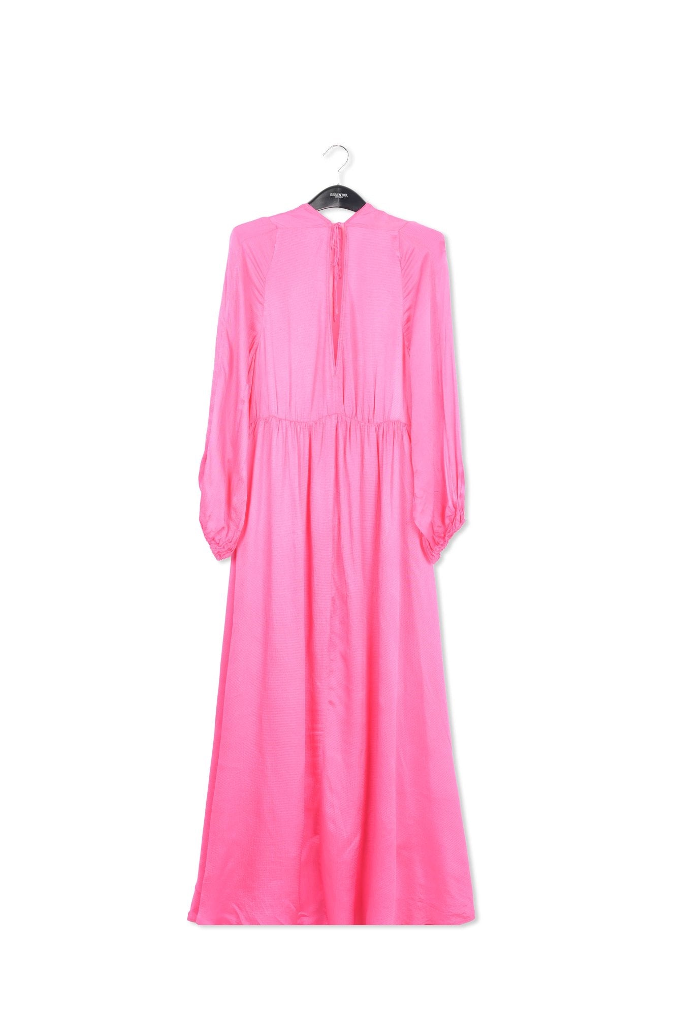 Neon pink long-sleeved v-neck maxi dress RE—SSENTIEL | Essentiel second hand