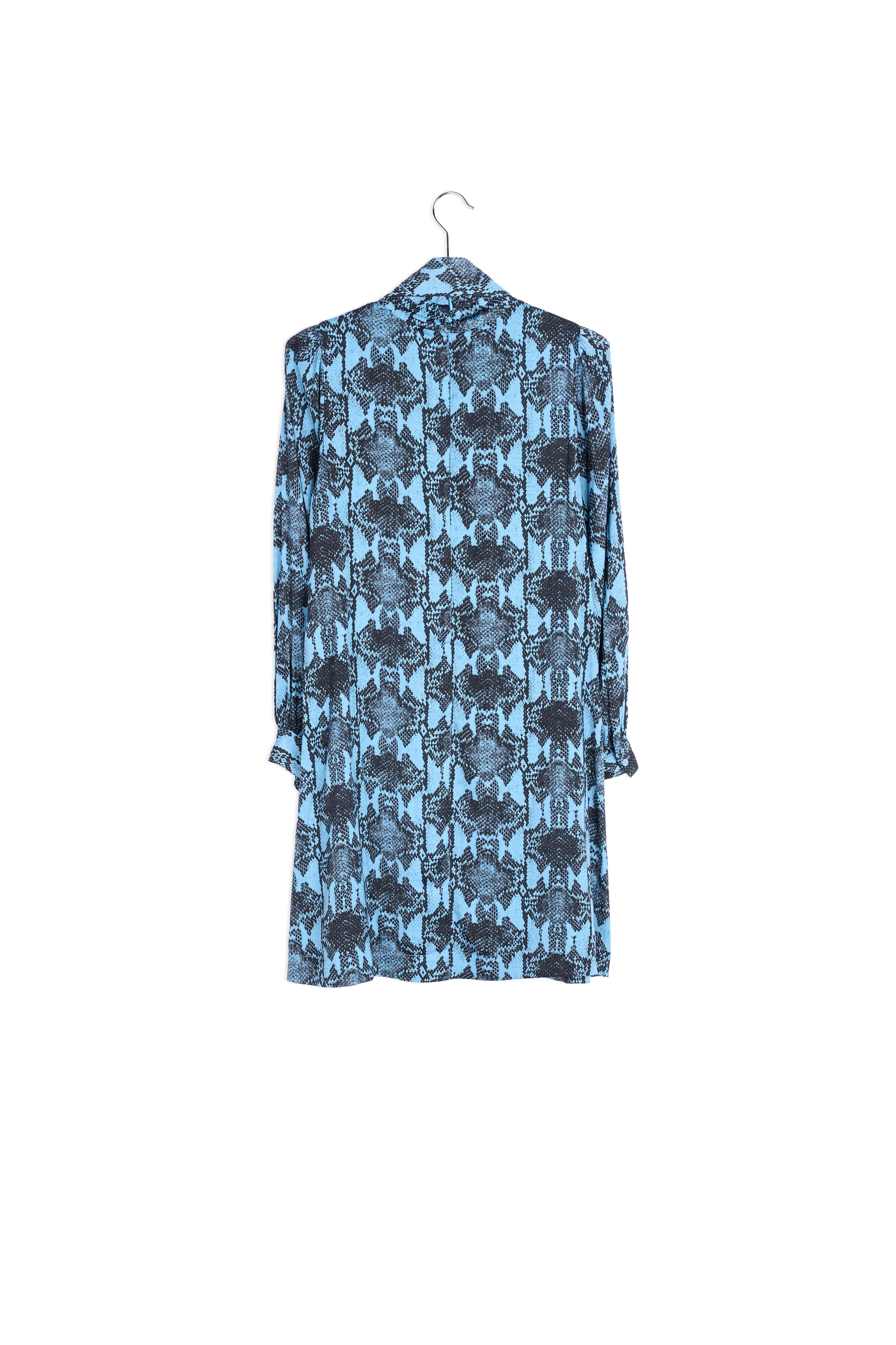 Gebroken witte mini-jurk met opstaande kraag en slangenprint RE—SSENTIEL | Essentiel second hand