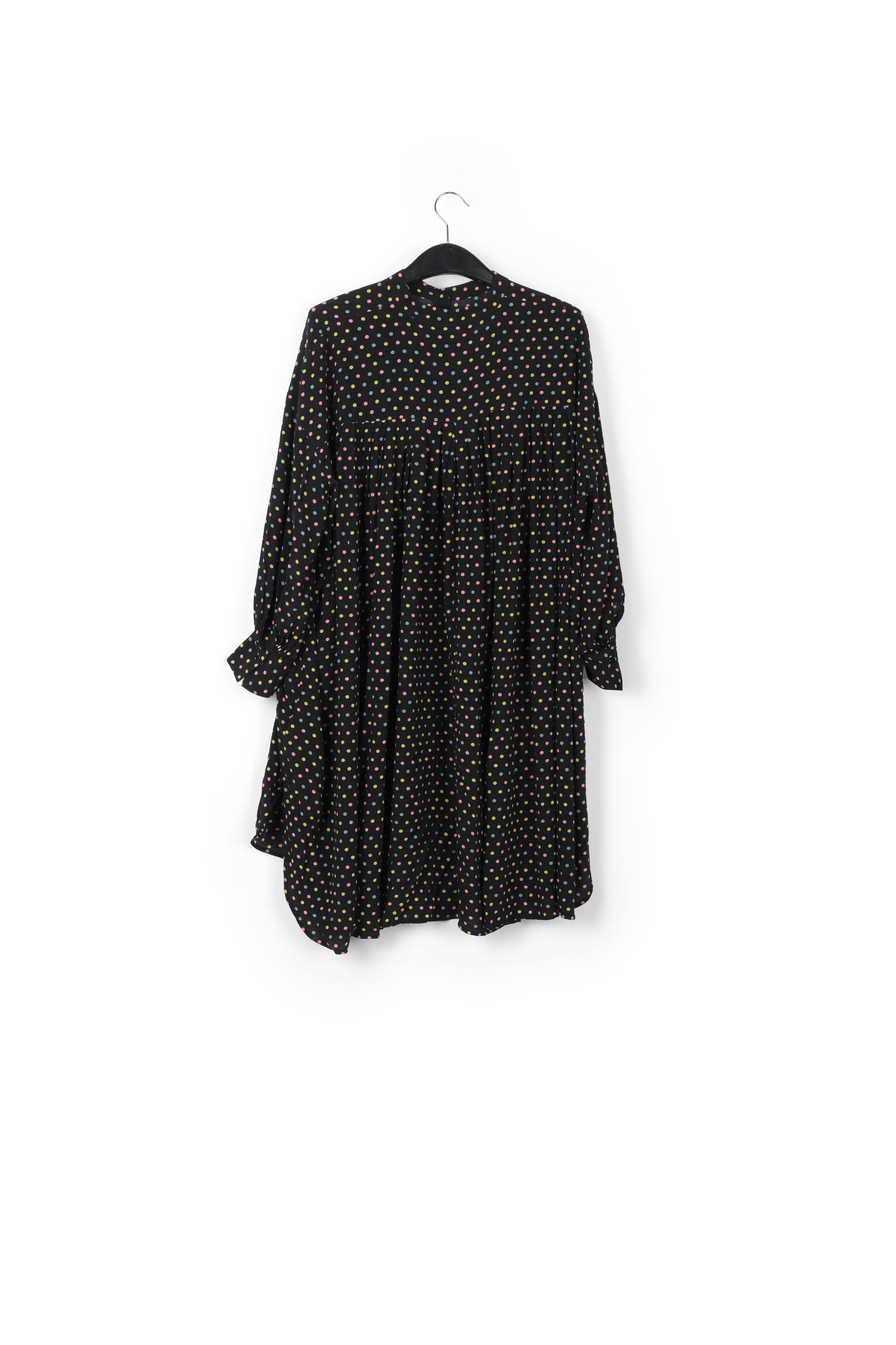 Black polka-dot shirt dress with plissé backside RE—SSENTIEL | Essentiel second hand