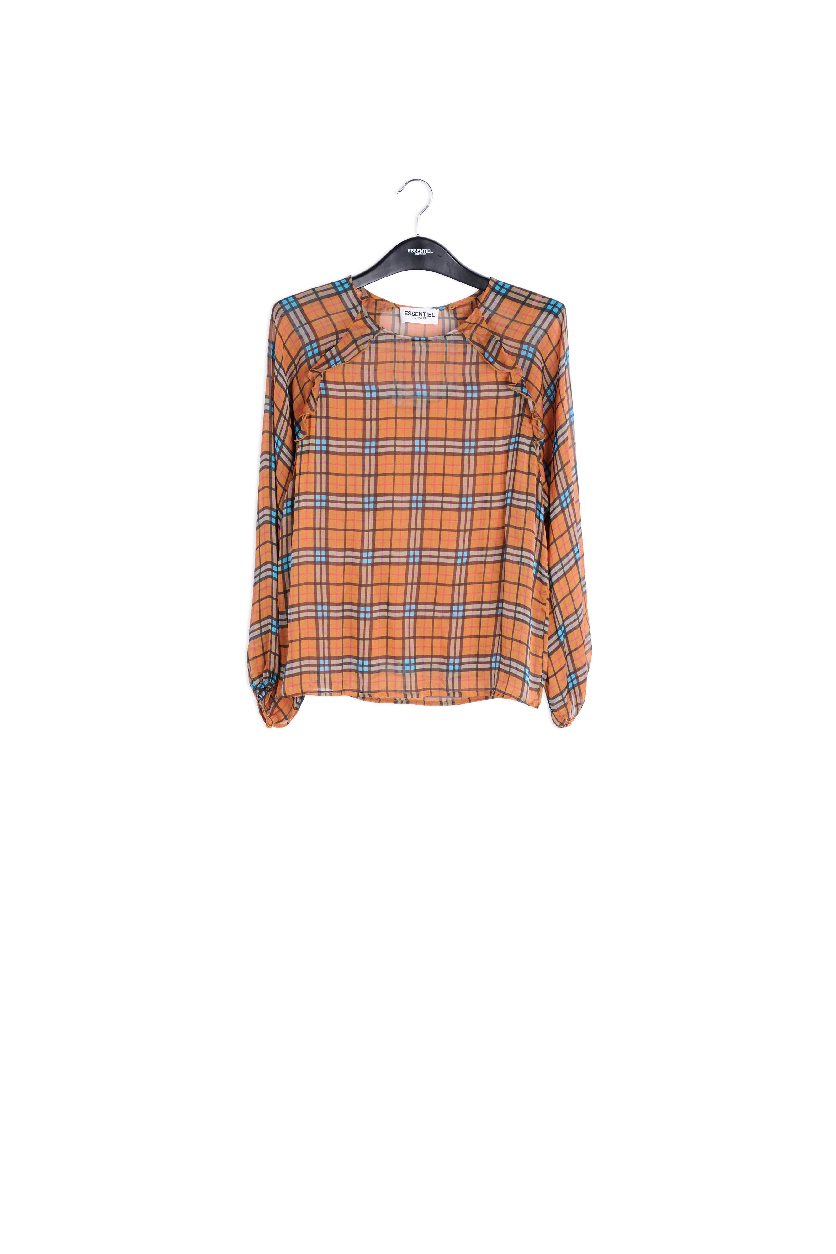 Orange check silk blouse RE—SSENTIEL | Essentiel second hand