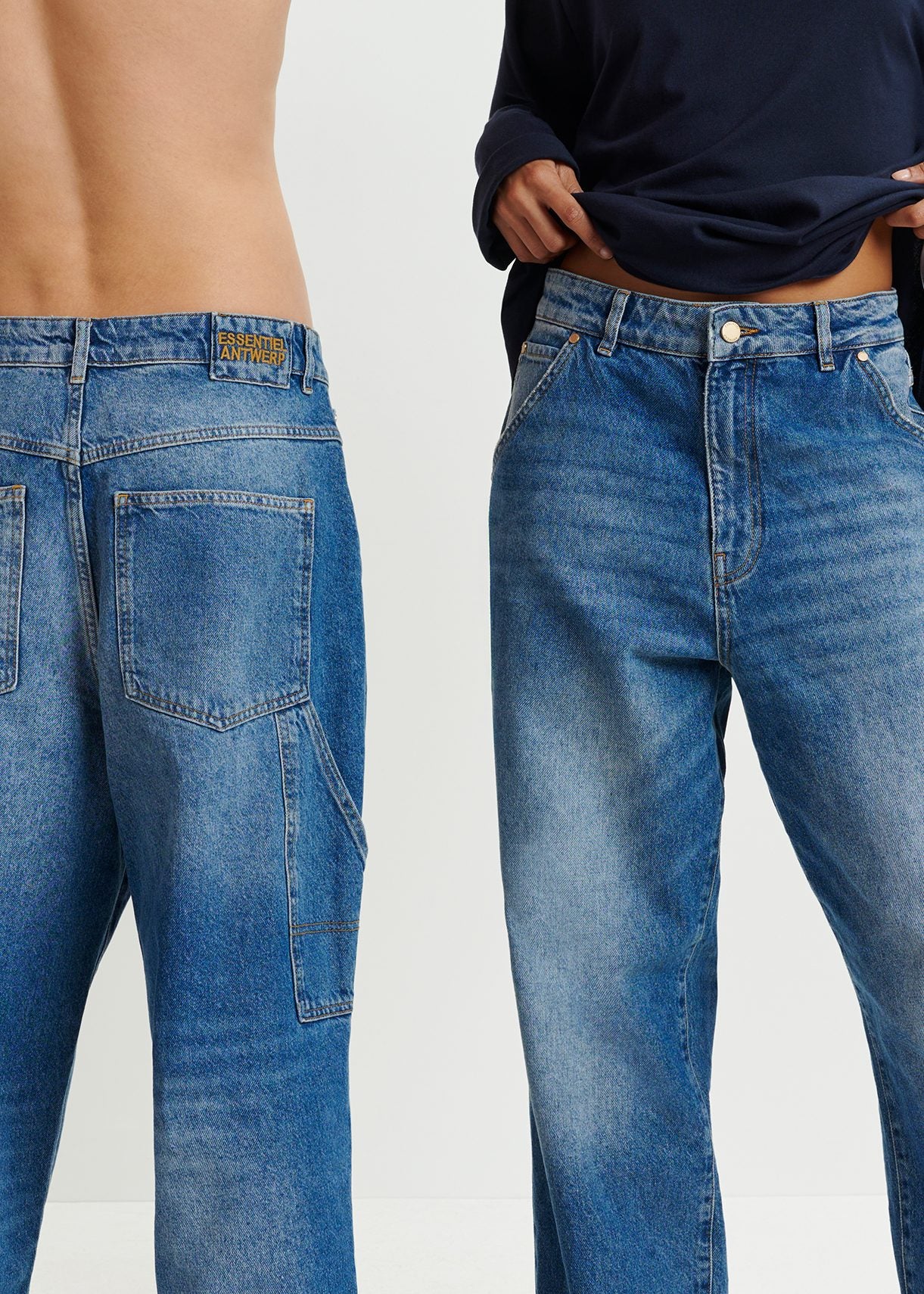 Blauwe timmermansjeans met rechte pijpen RE—SSENTIEL | Essentiel second hand