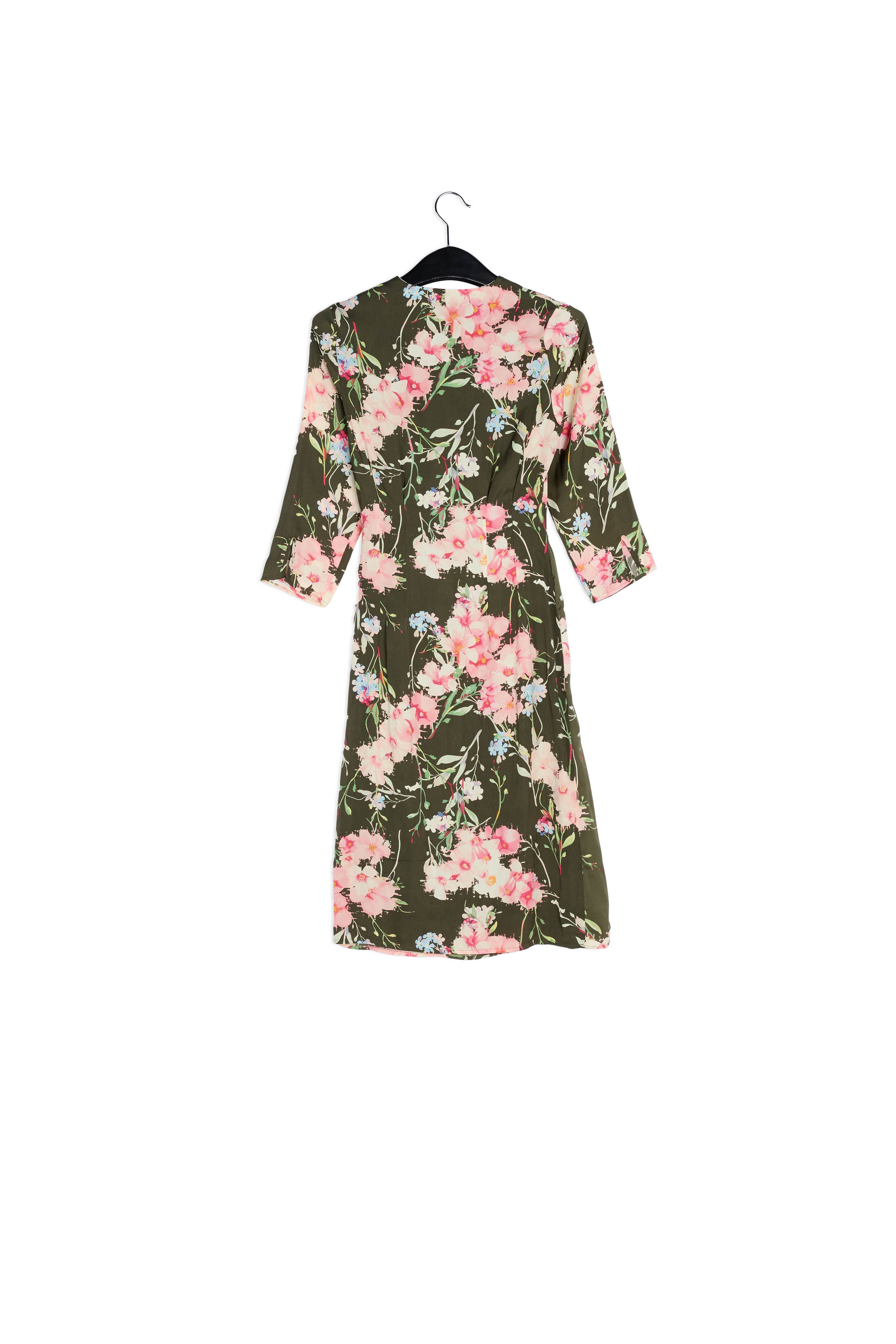 Robe cache-cœur kaki à fleurs RE—SSENTIEL | Essentiel second hand